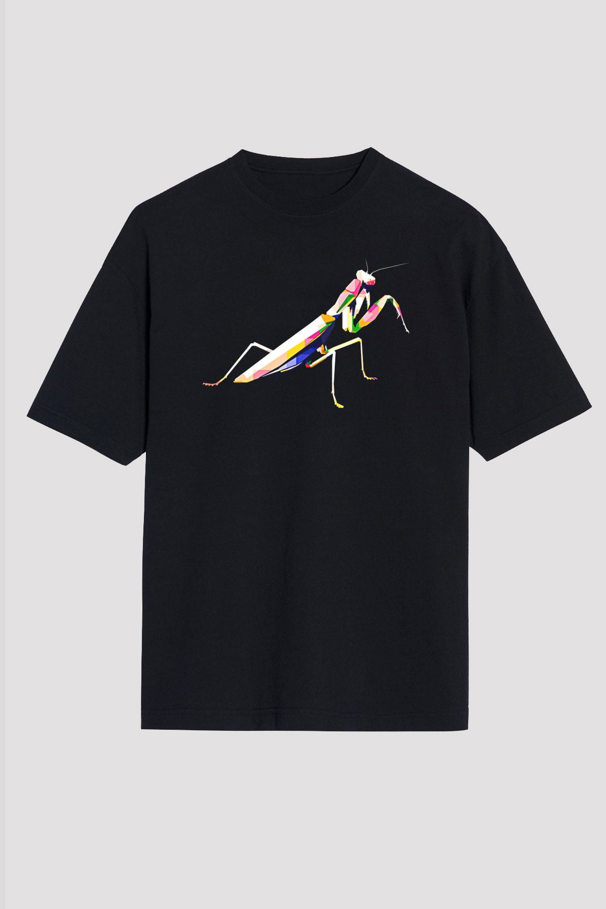 Çekirge Baskılı Unisex Siyah Oversize Tişört - Tshirt