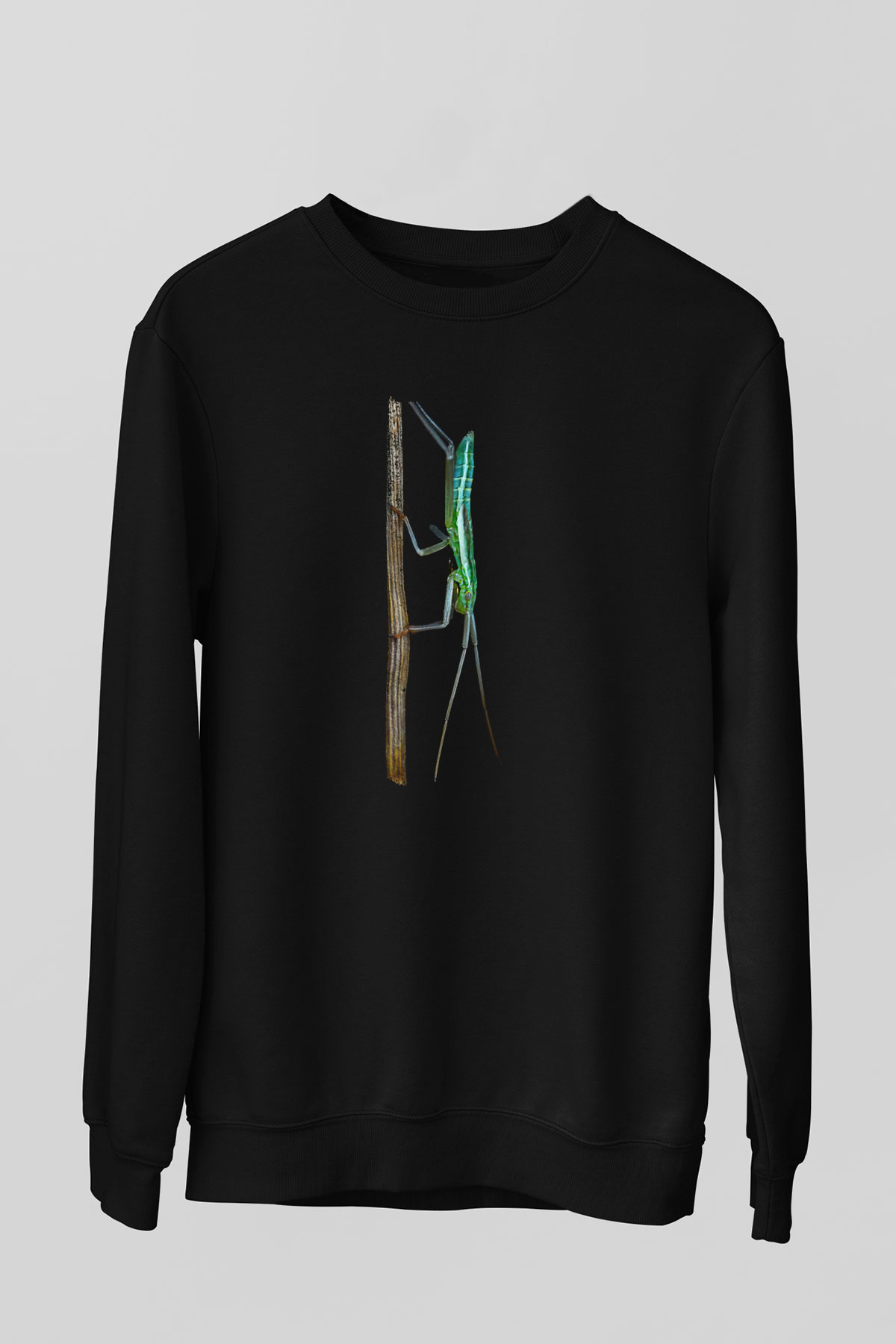Çekirge Baskılı Unisex Siyah Sweatshirt