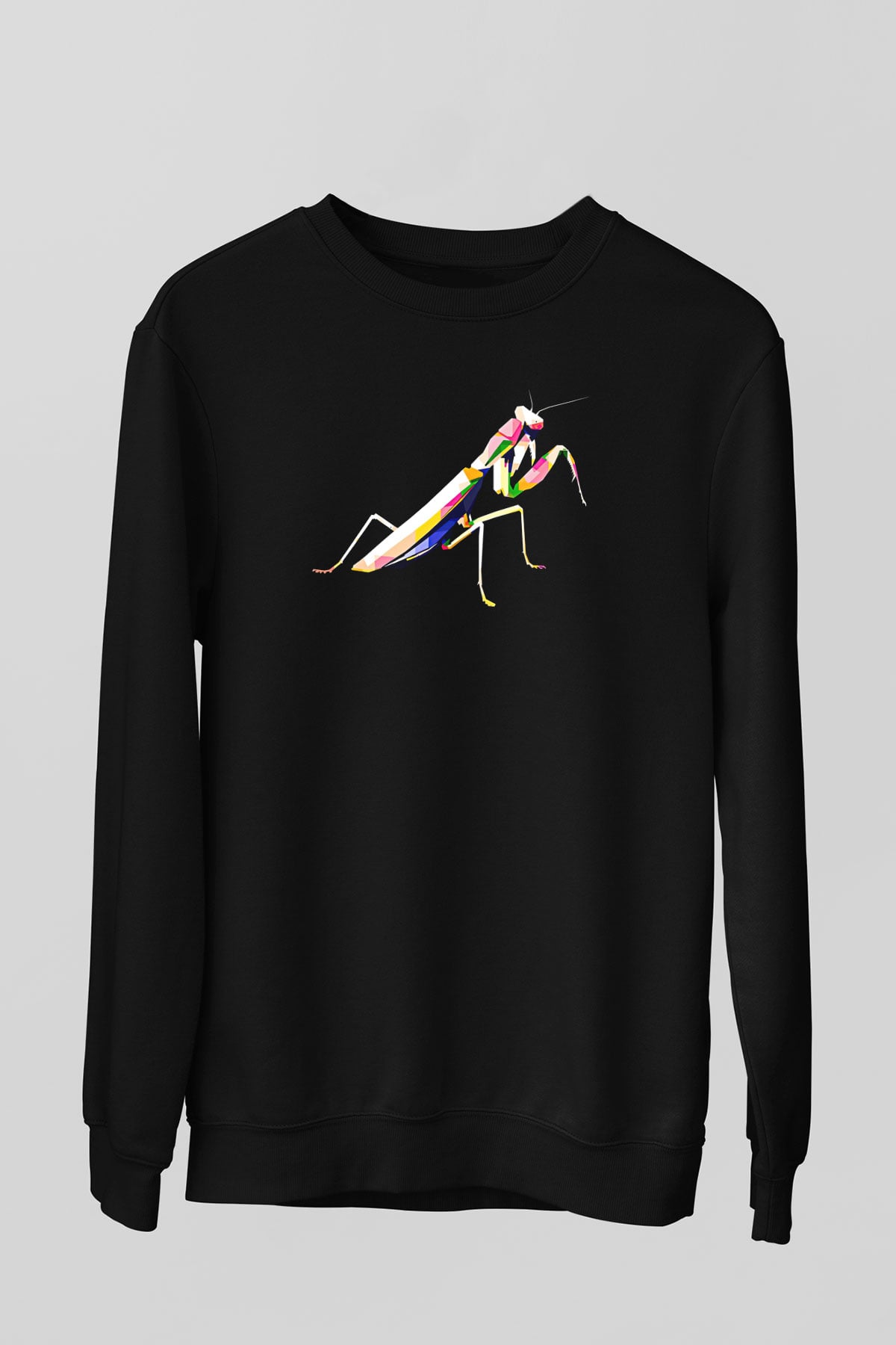 Çekirge Baskılı Unisex Siyah Sweatshirt