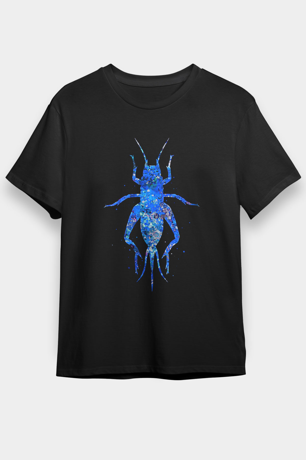 Çekirge Baskılı Unisex Siyah Tişört - Tshirt
