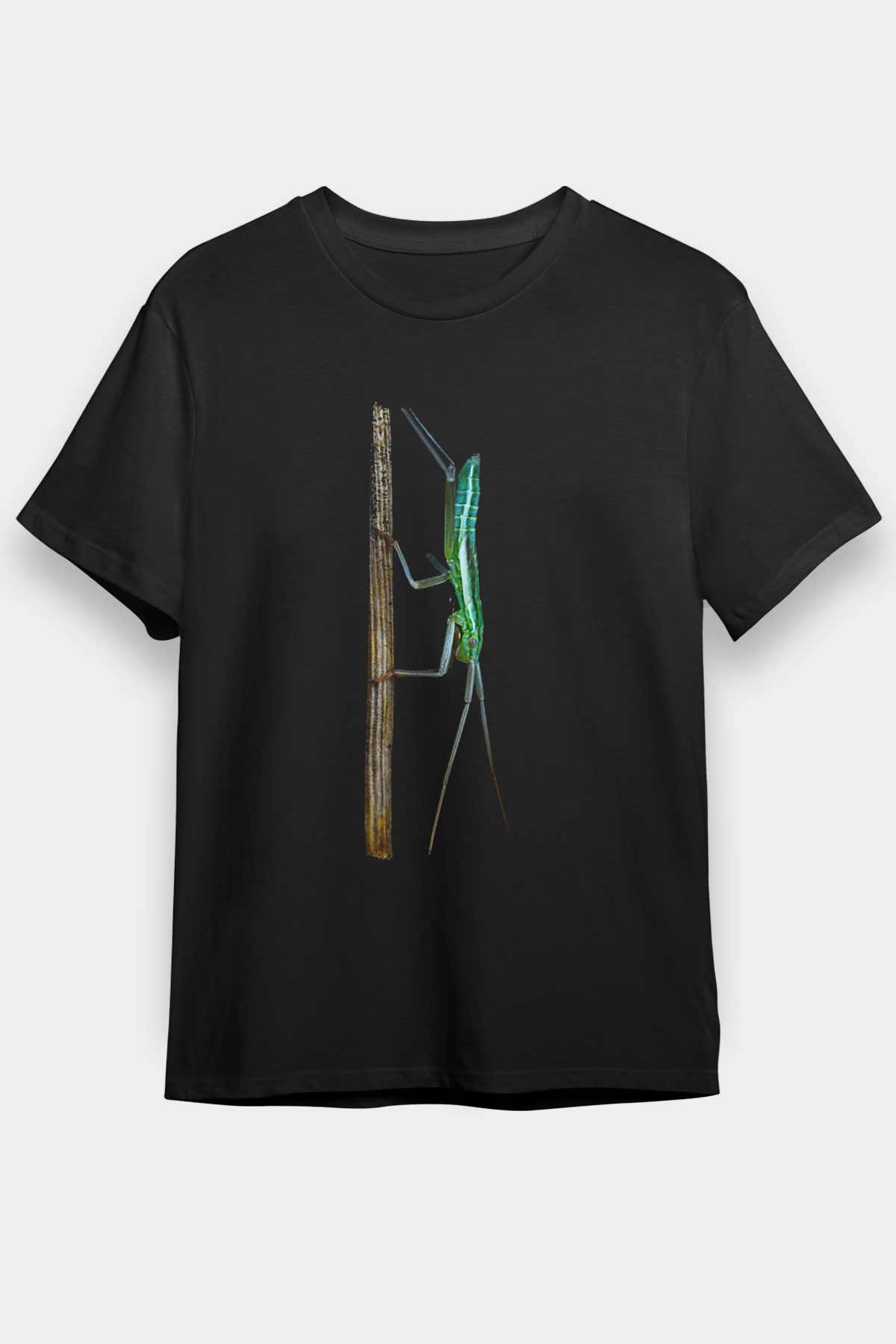 Çekirge Baskılı Unisex Siyah Tişört - Tshirt
