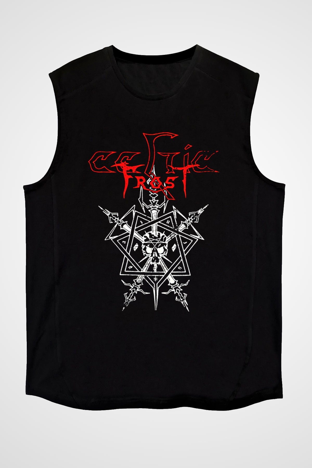 Celtic Frost Baskılı Unisex Siyah Kolsuz Tişört - Tshirt