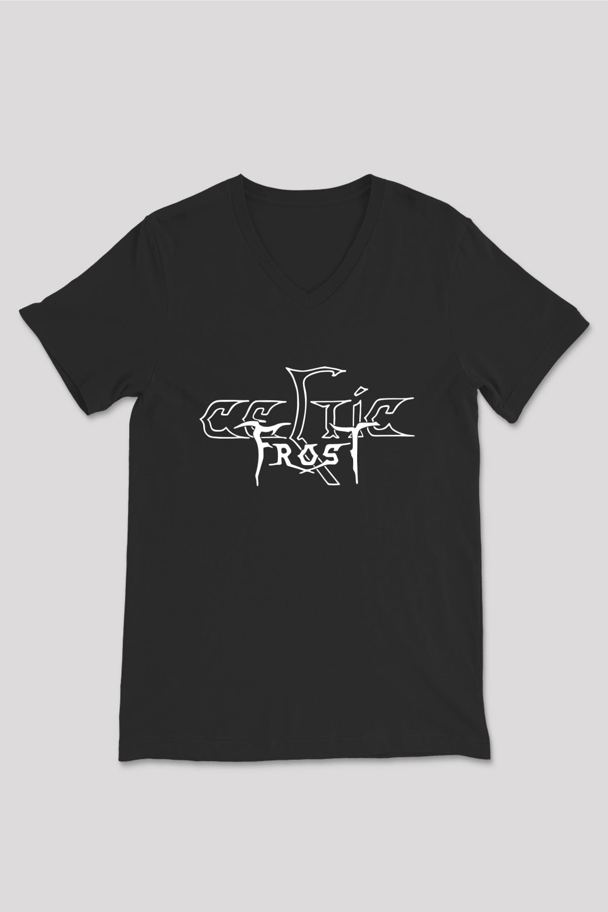 Celtic Frost Baskılı Unisex Siyah V Yaka Tişört - Tshirt
