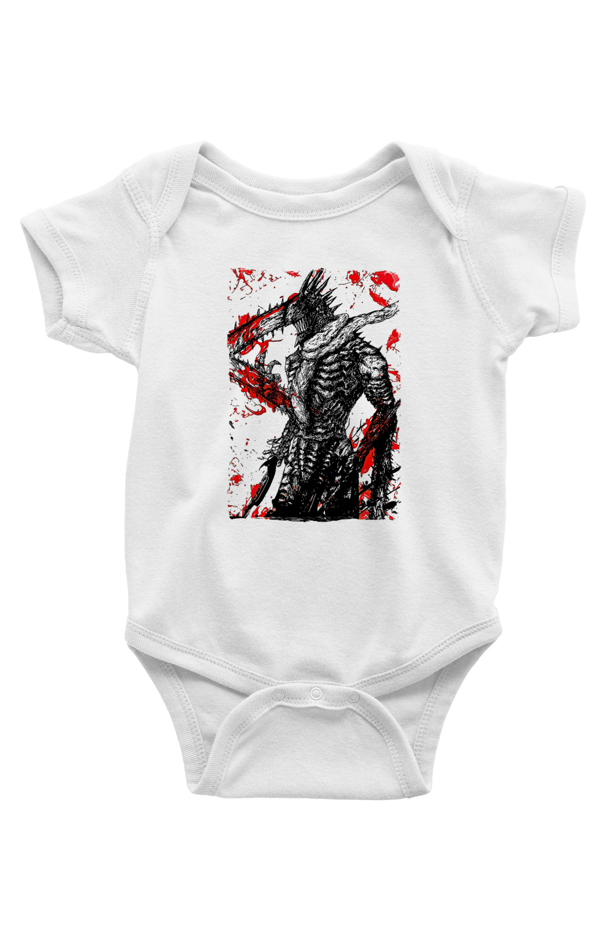 Chainsaw Man Baskılı Beyaz Unisex Bebek Body - Zıbın