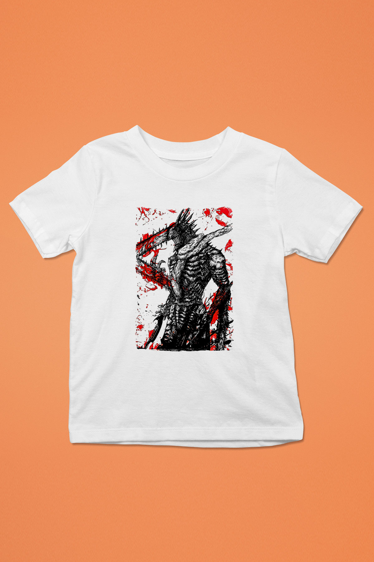 Chainsaw Man Baskılı Beyaz Unisex Beyaz Çocuk Tişört - Tshirt