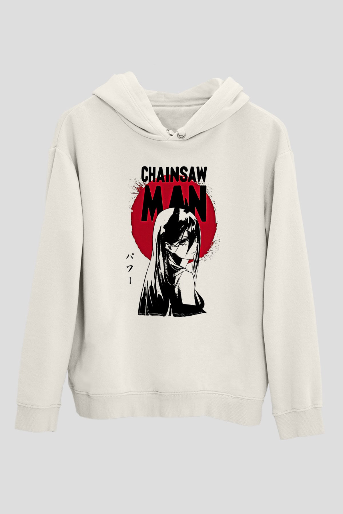 Chainsaw Man Baskılı Beyaz Unisex Hoodie
