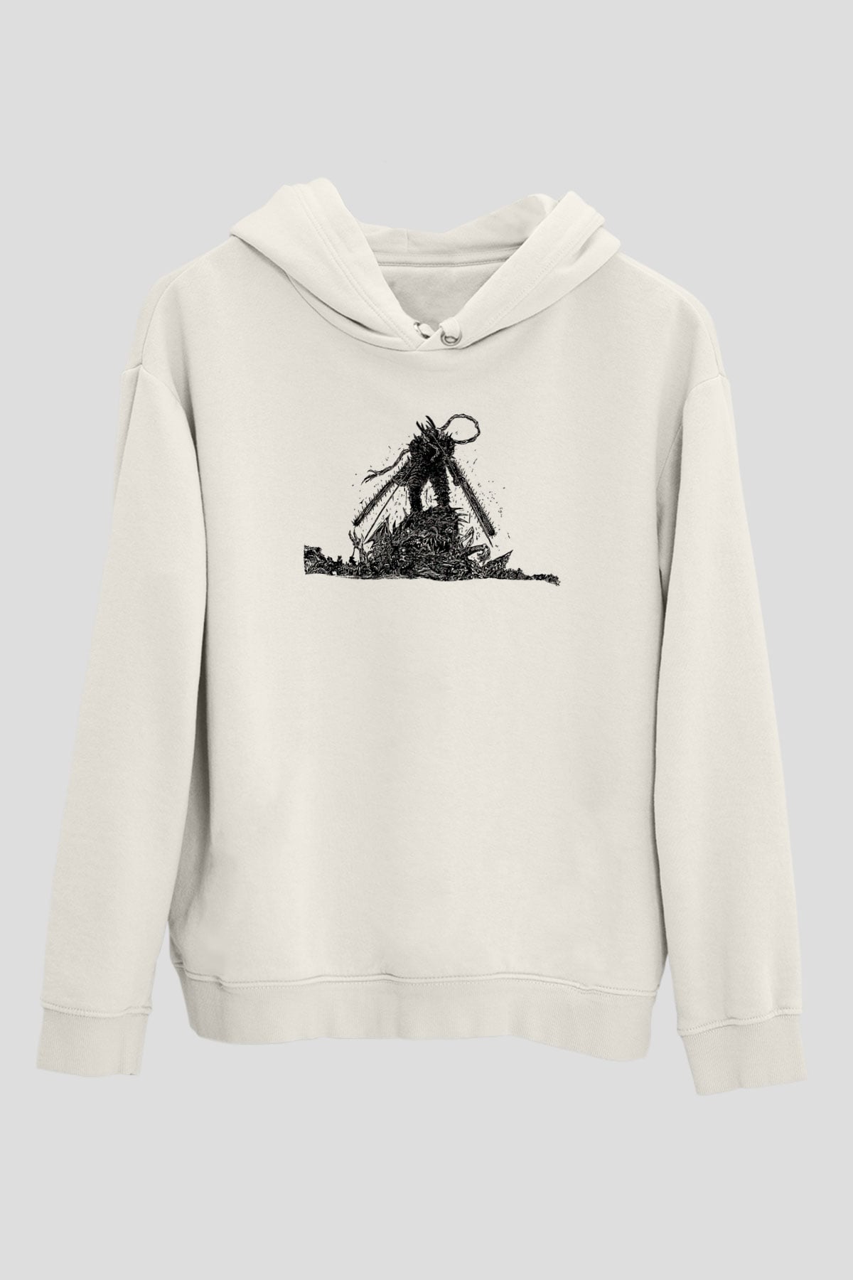 Chainsaw Man Baskılı Beyaz Unisex Hoodie