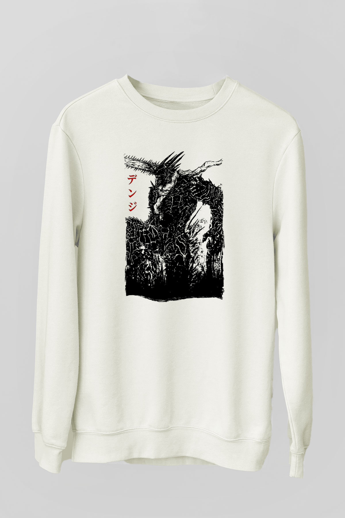 Chainsaw Man Baskılı Beyaz Unisex Sweatshirt