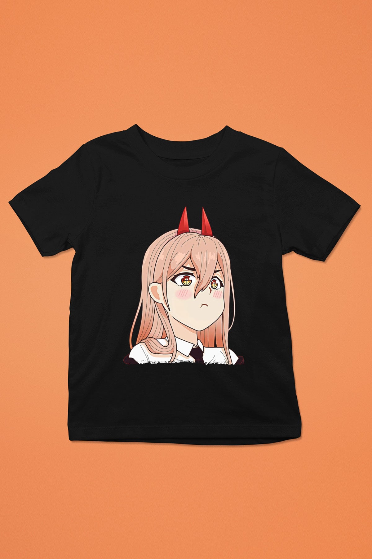 Chainsaw Man Baskılı Unisex Siyah Çocuk Tişört - Tshirt