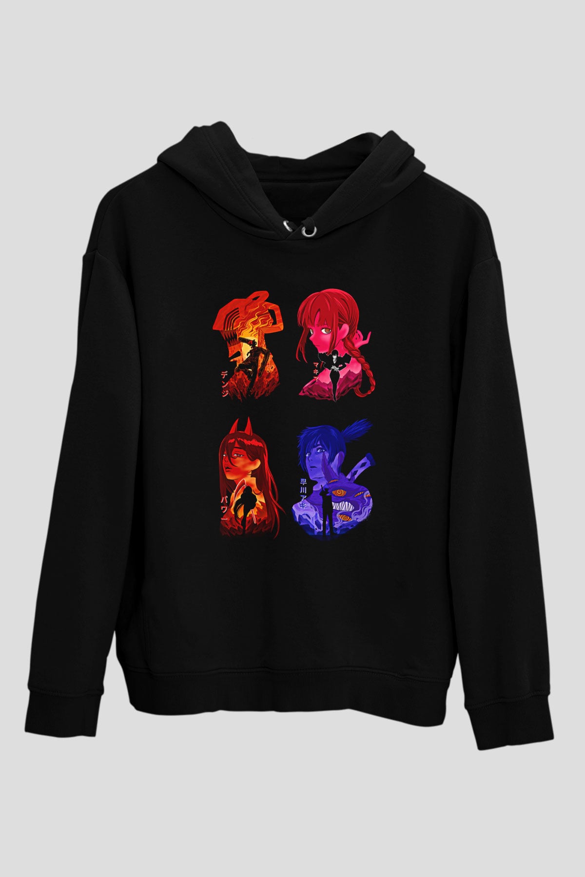 Chainsaw Man Baskılı Unisex Siyah Hoodie