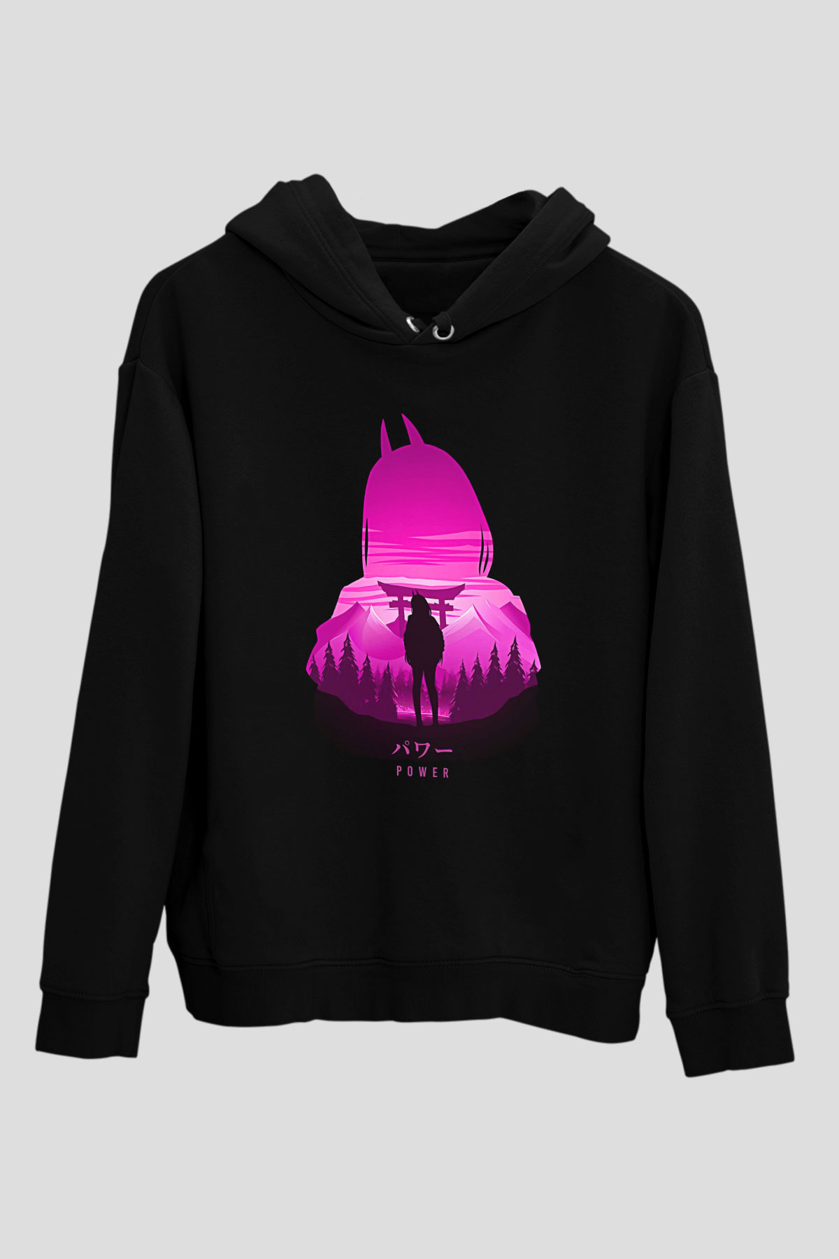 Chainsaw Man Baskılı Unisex Siyah Hoodie