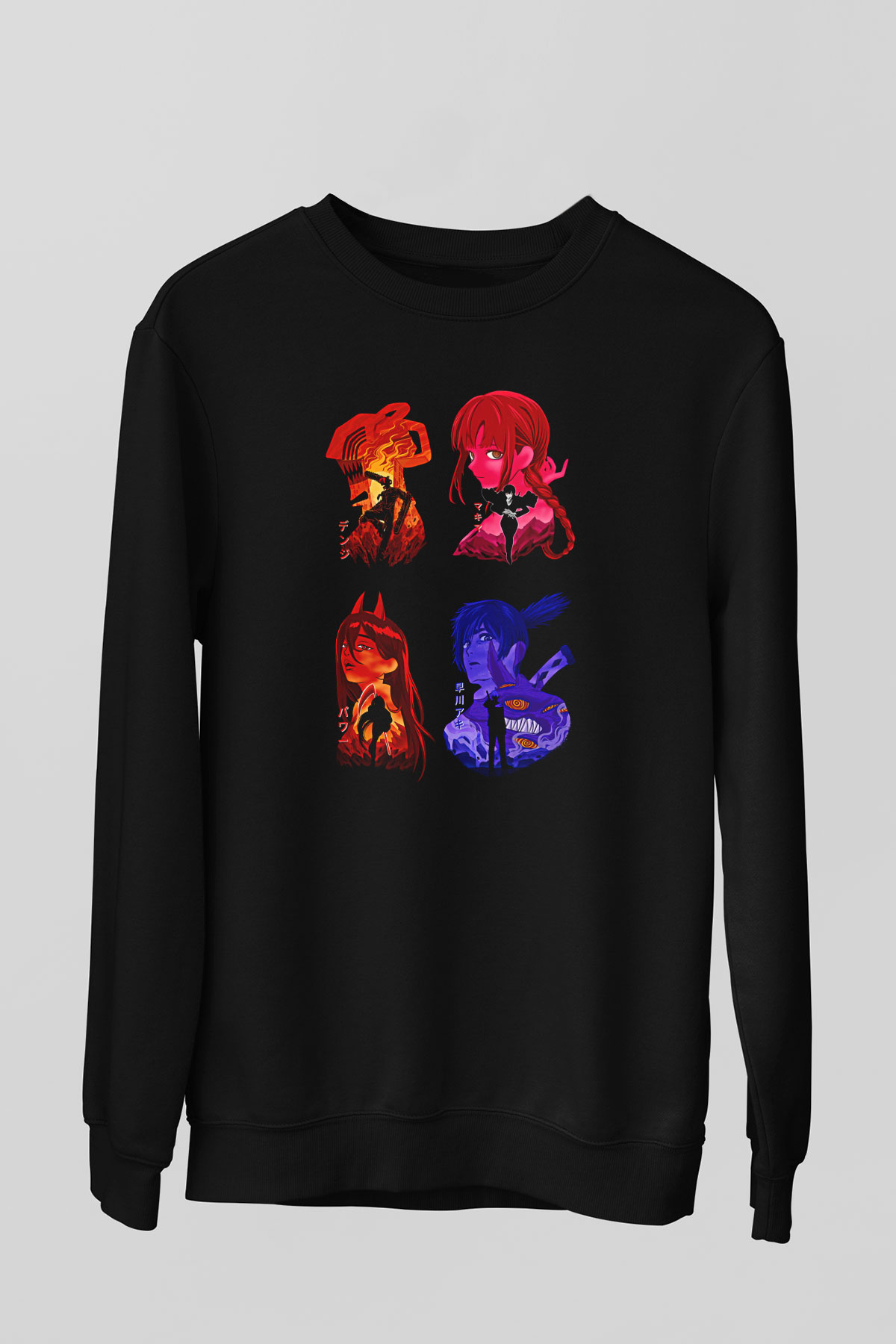 Chainsaw Man Baskılı Unisex Siyah Sweatshirt