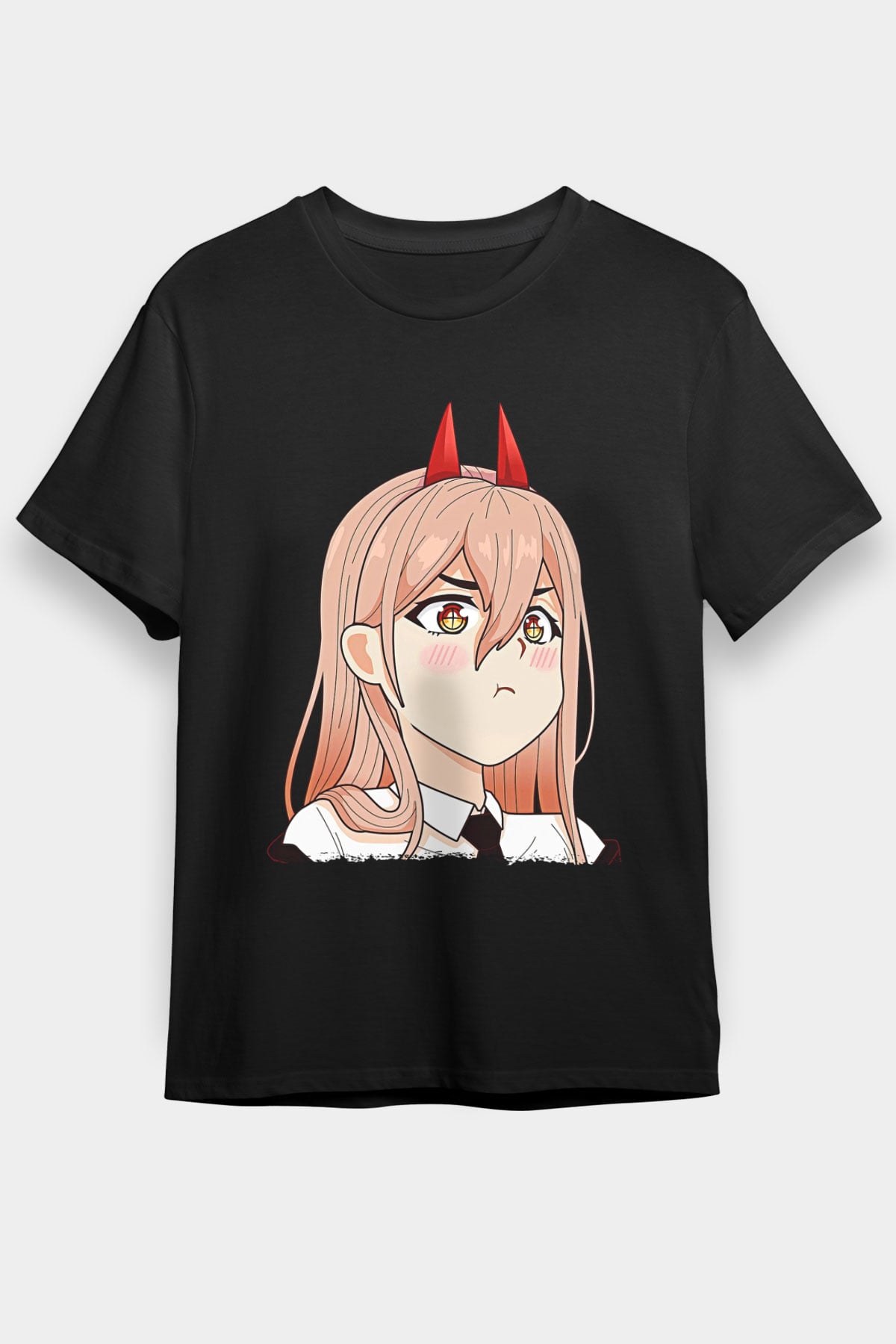 Chainsaw Man Baskılı Unisex Siyah Tişört - Tshirt