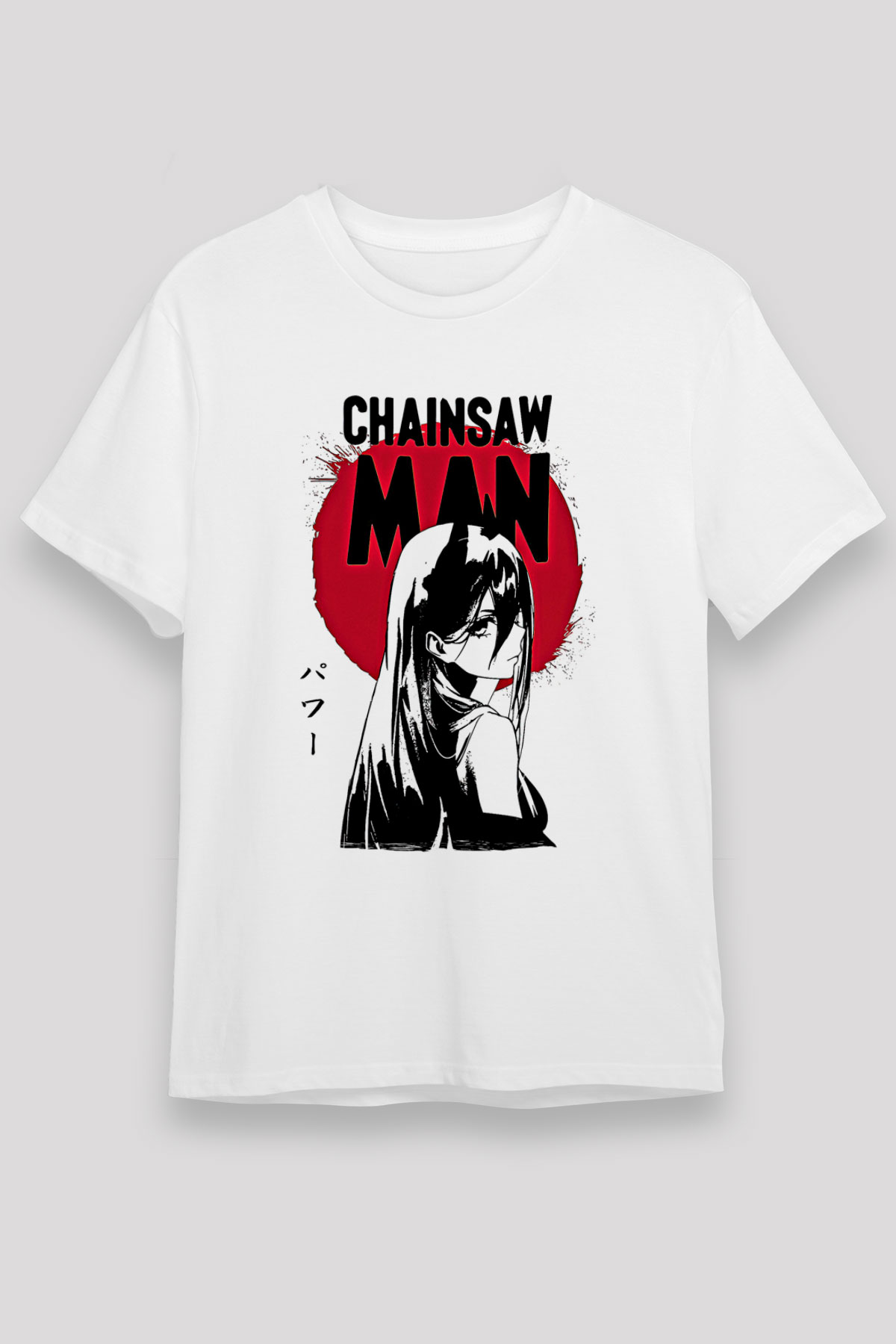 Chainsaw Man Unisex Baskılı Beyaz Tişört - Tshirt