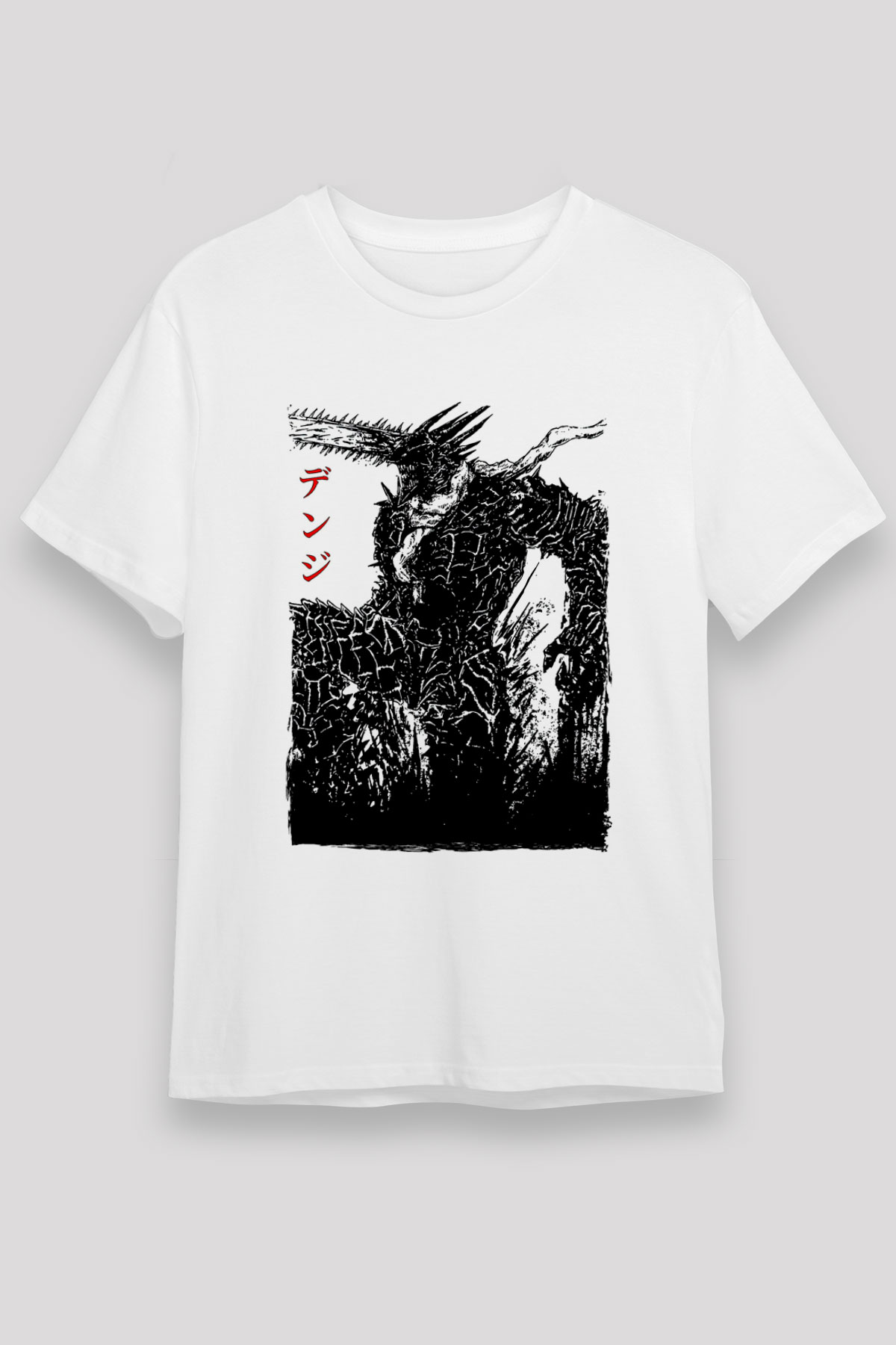 Chainsaw Man Unisex Baskılı Beyaz Tişört - Tshirt