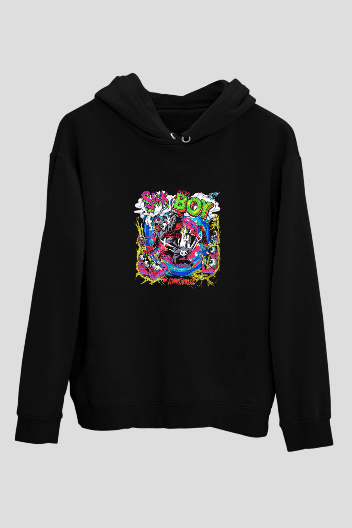 Chainsmokers Baskılı Unisex Siyah Hoodie