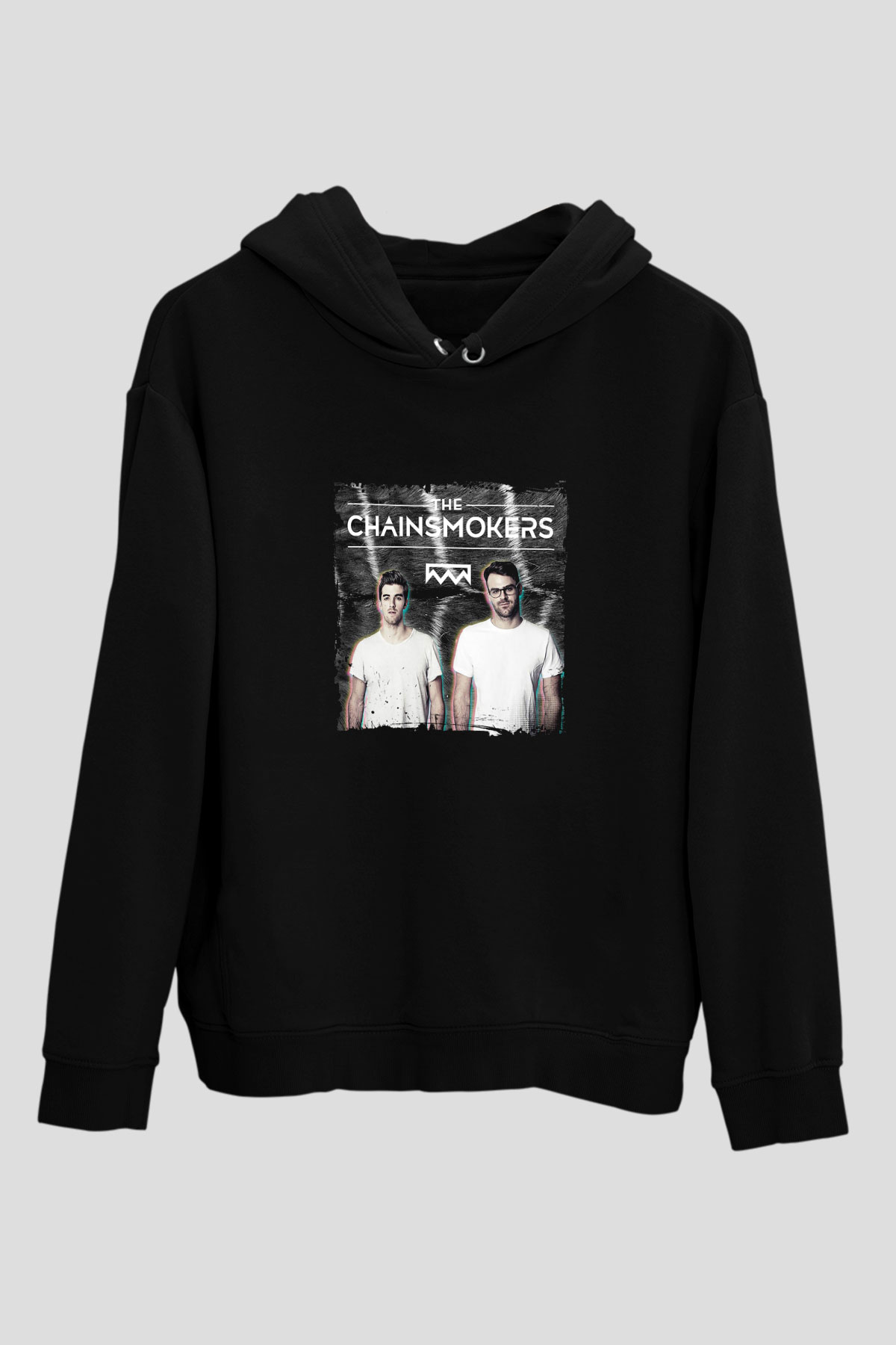 Chainsmokers Baskılı Unisex Siyah Hoodie