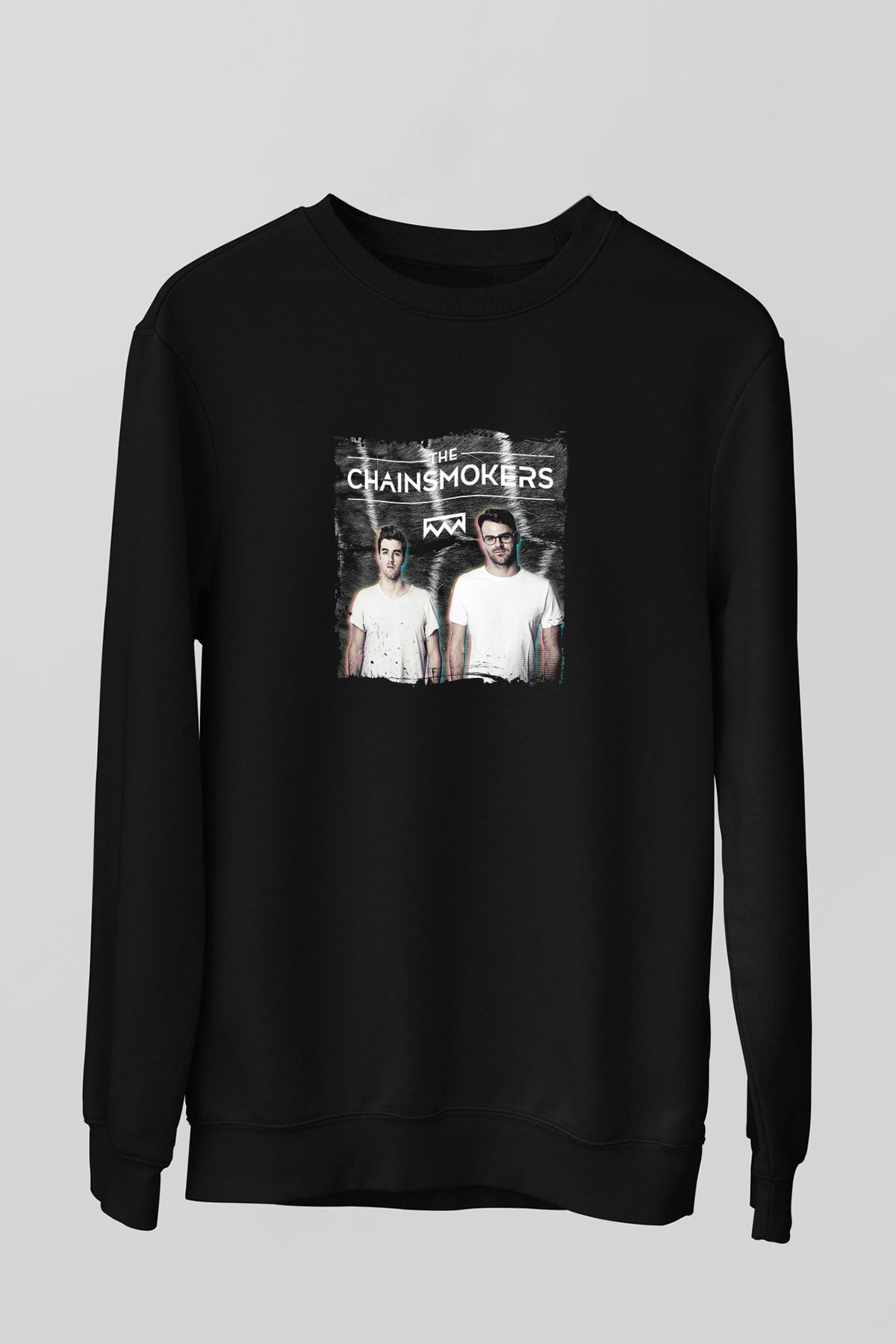Chainsmokers Baskılı Unisex Siyah Sweatshirt