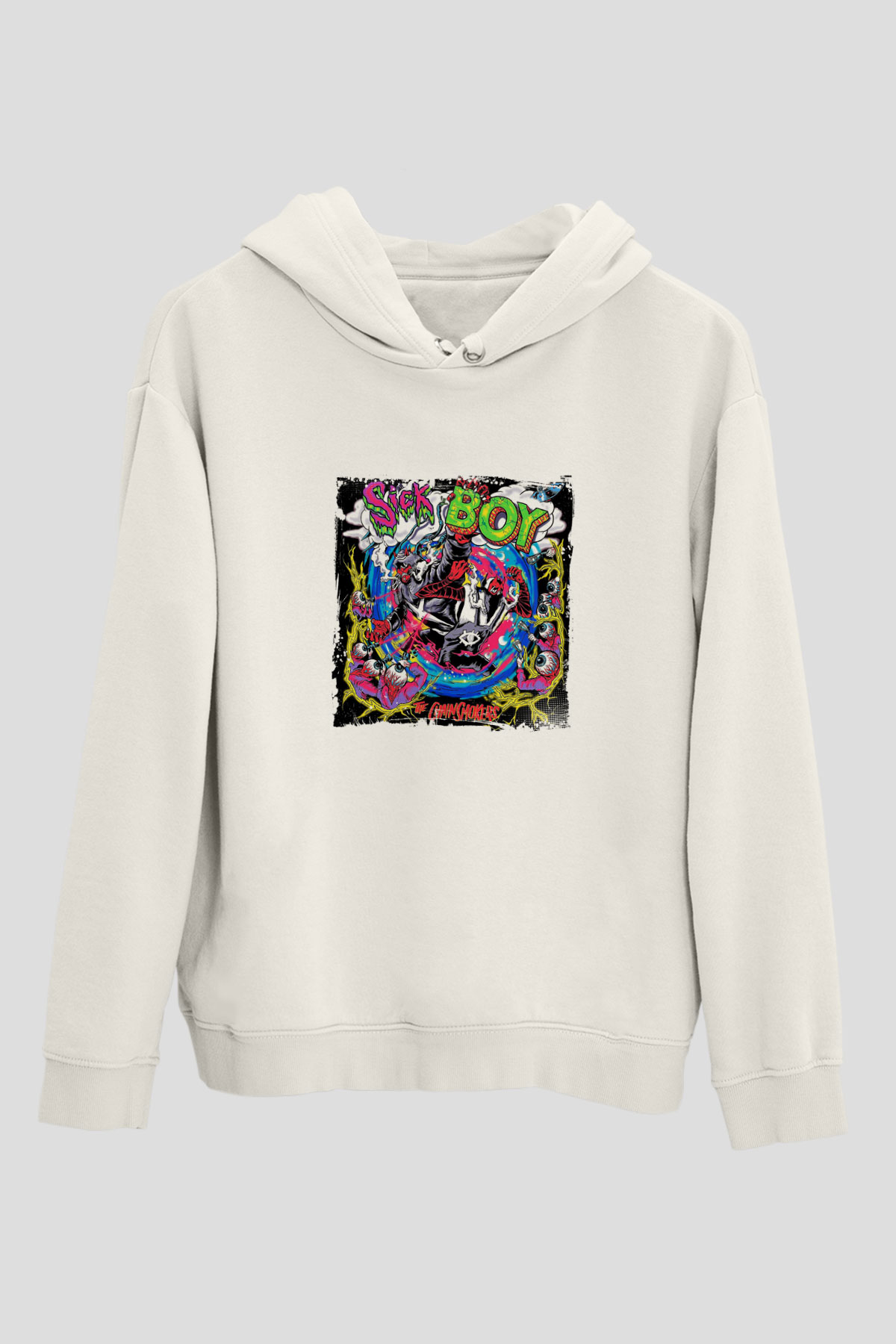 ChainsmokersBaskılı Beyaz Hoodie