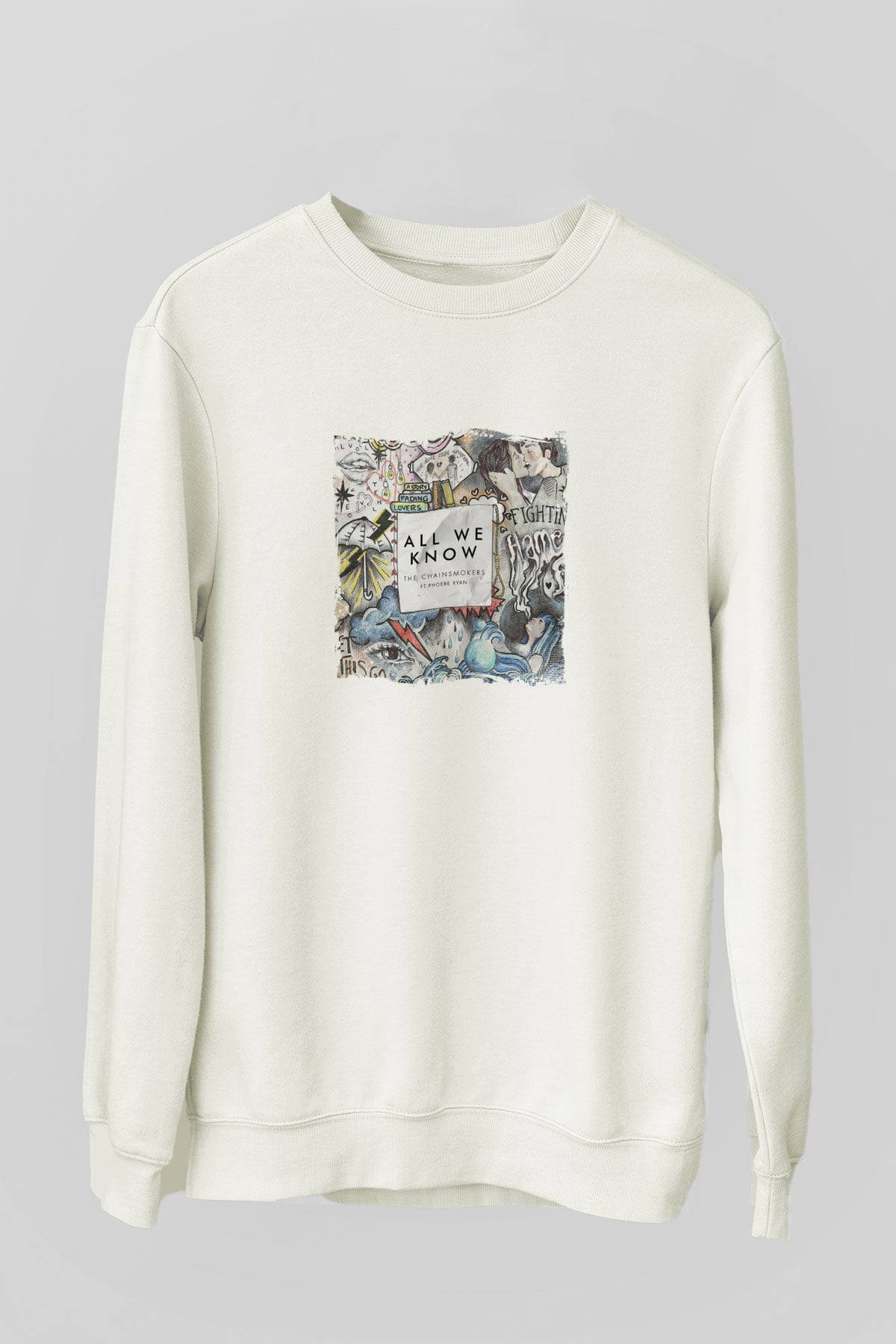 ChainsmokersBaskılı Beyaz Sweatshirt
