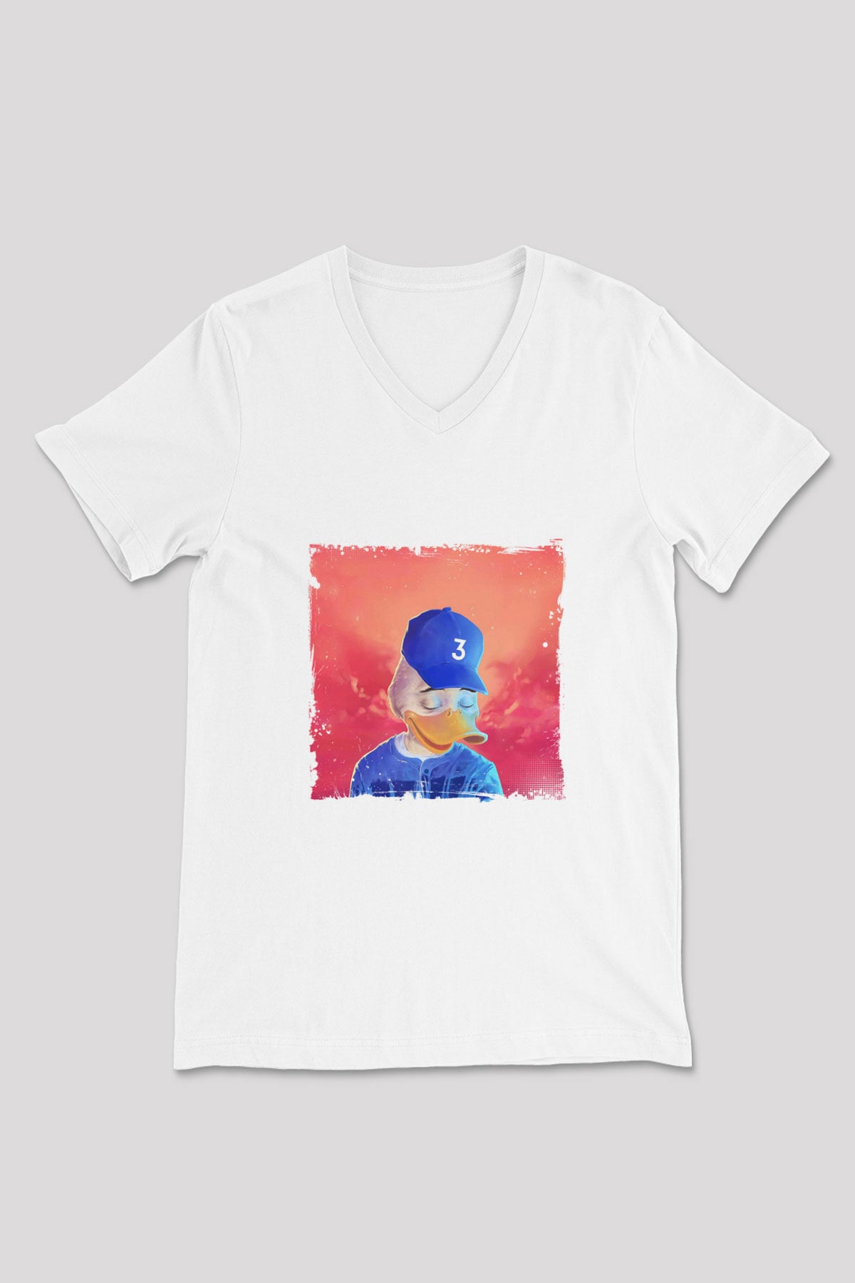 Chance The Rapper Baskılı Beyaz V Yaka Unisex Tişört