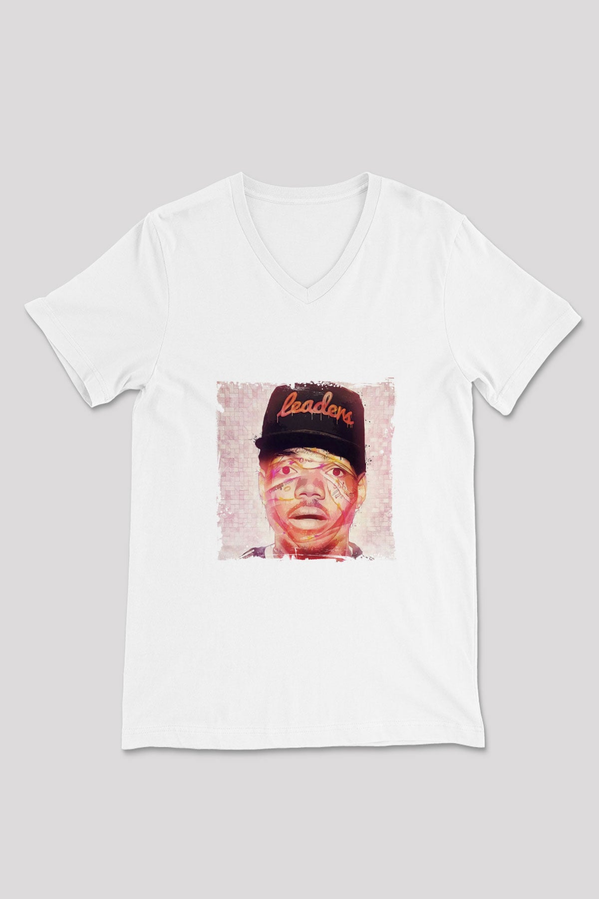 Chance The Rapper Baskılı Beyaz V Yaka Unisex Tişört