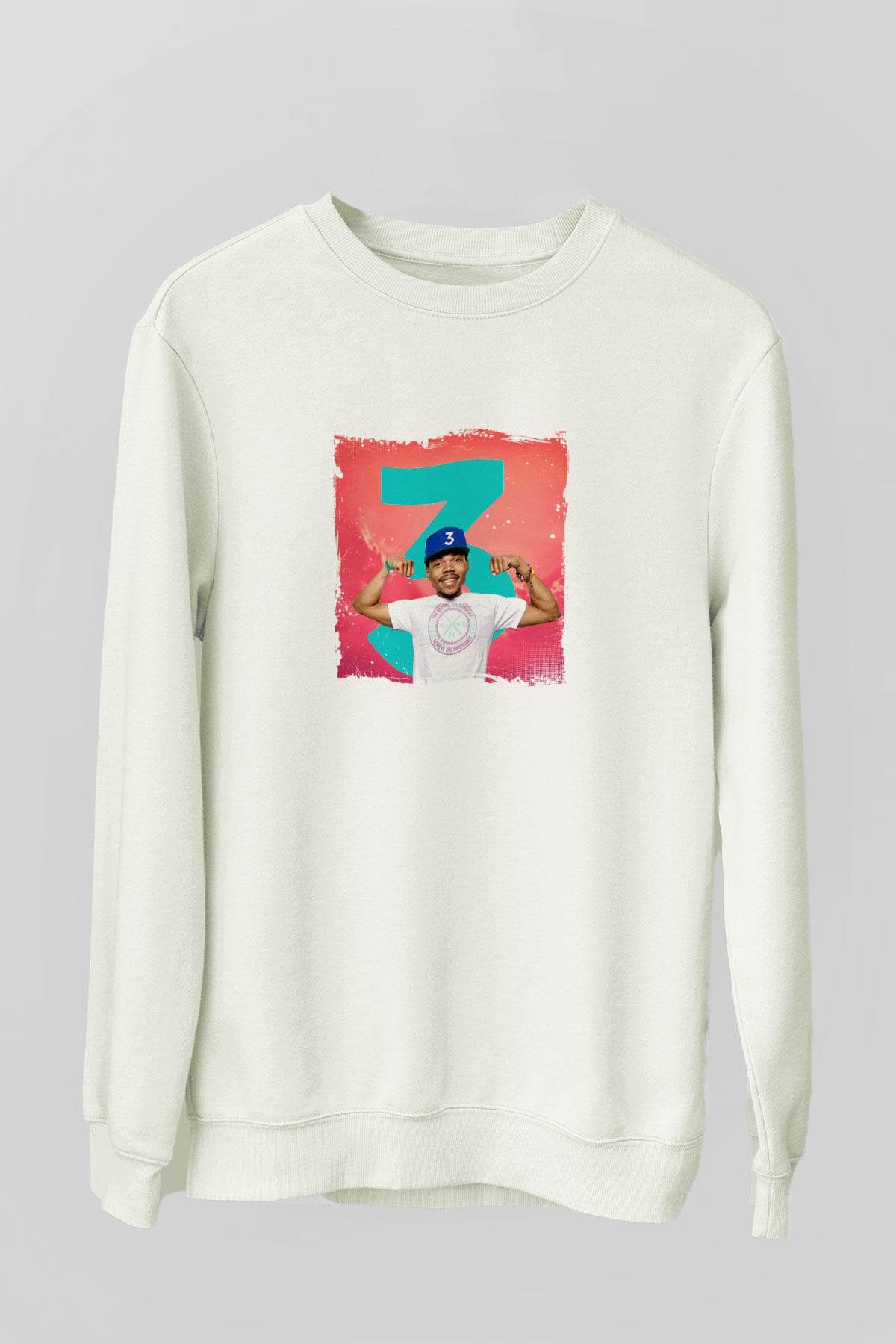 Chance The Rapper Baskılı Unisex Beyaz Sweatshirt