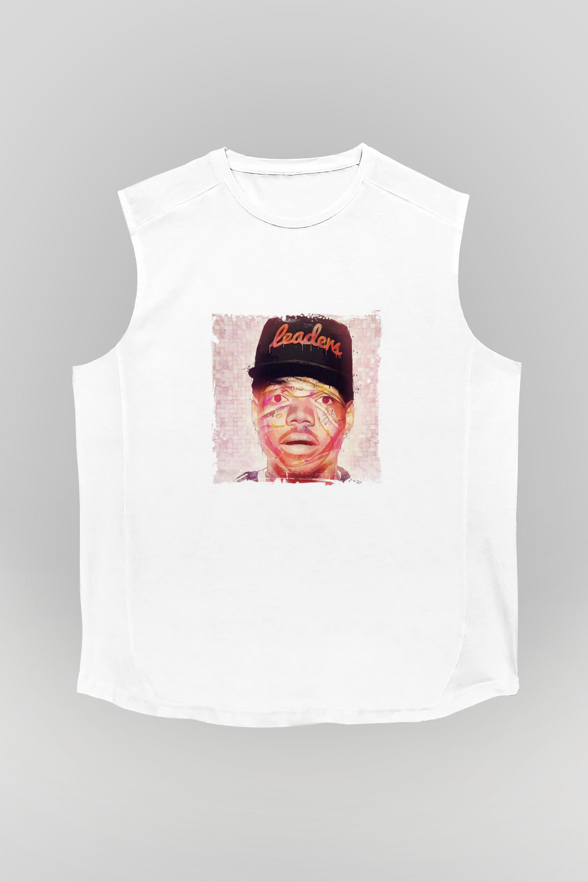 Chance The Rapper Baskılı Unisex Beyaz Kolsuz Tişört