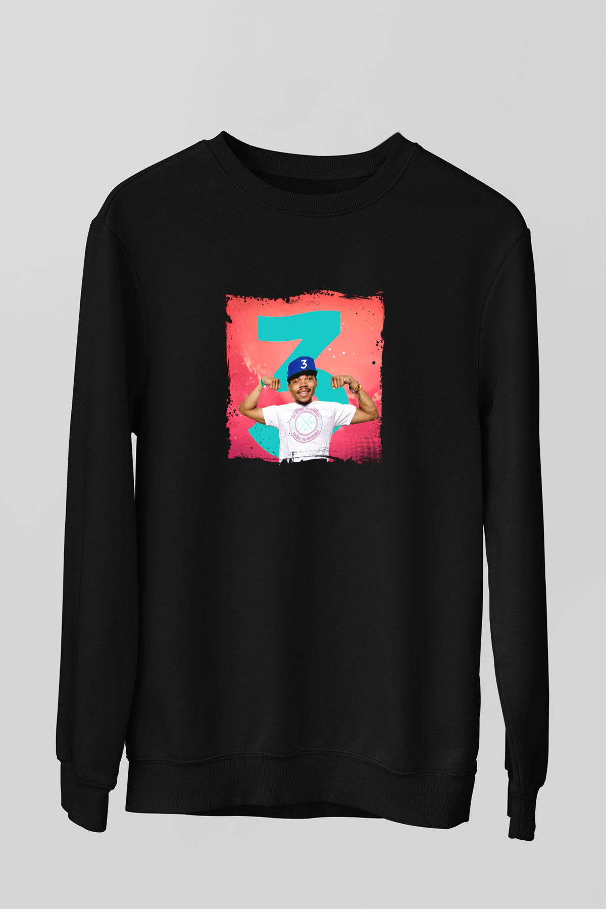 Chance The Rapper Baskılı Unisex Siyah Sweatshirt