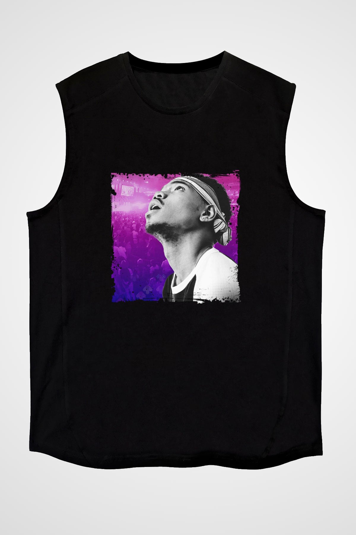 Chance The Rapper Baskılı Unisex Siyah Kolsuz Tişört