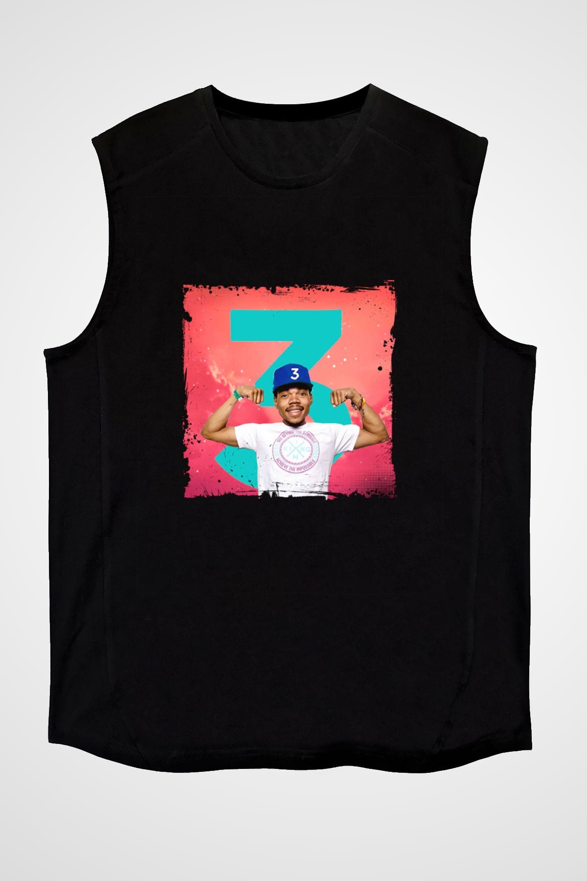 Chance The Rapper Baskılı Unisex Siyah Kolsuz Tişört