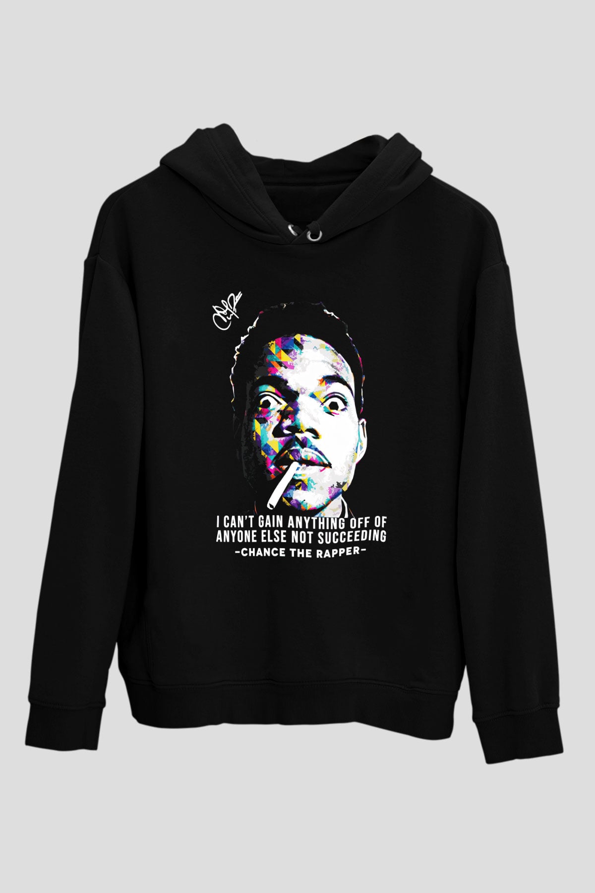 Chance The Rapper Siyah Unisex Kapüşonlu Sweatshirt