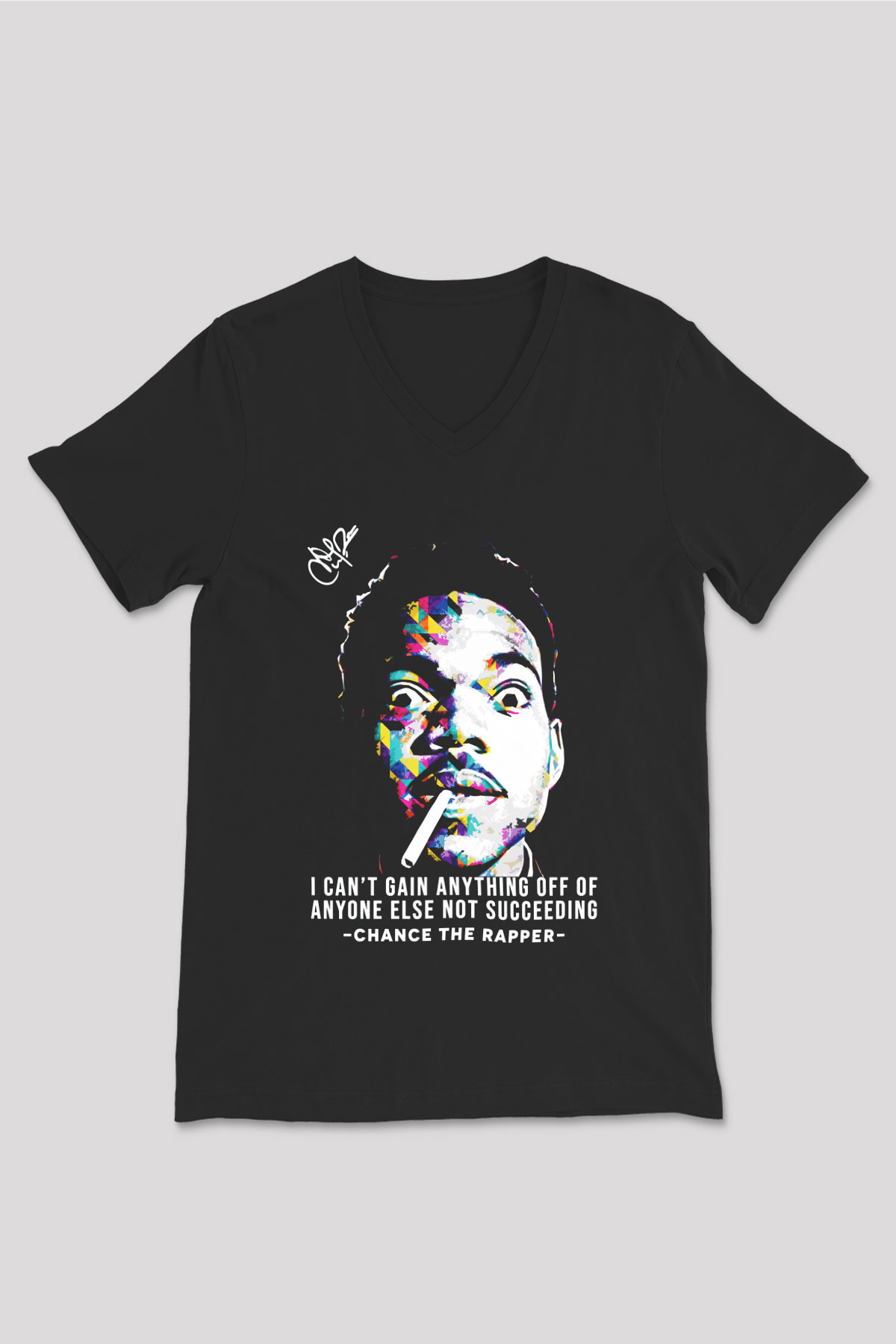 Chance The Rapper Siyah Unisex V Yaka Tişört