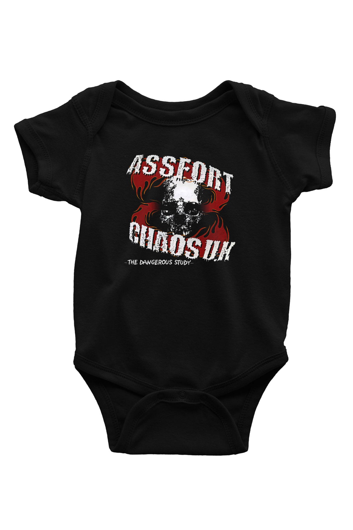 Chaos UK Baskılı Unisex Siyah Bebek Body - Zıbın