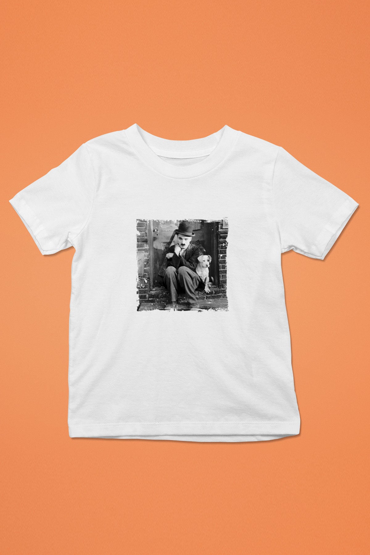 Charlie Chaplin Unisex Baskılı Beyaz Çocuk Tişört