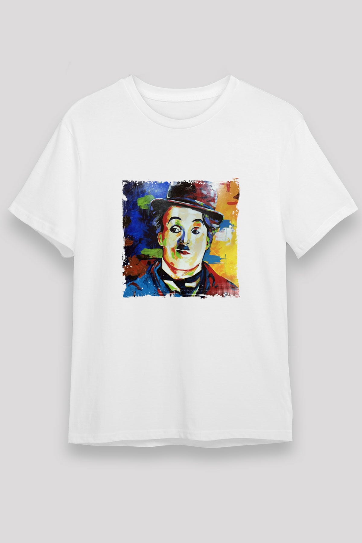 Charlie Chaplin Unisex Baskılı Beyaz Tişört