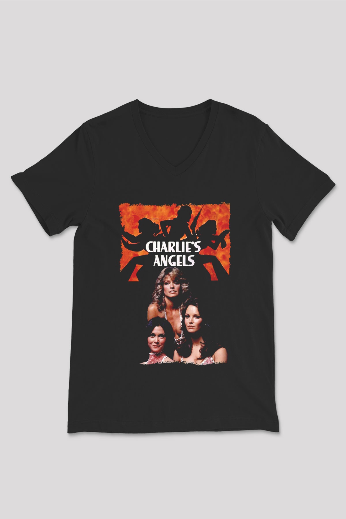 Charlie's Angels Siyah Unisex  V Yaka Tişört