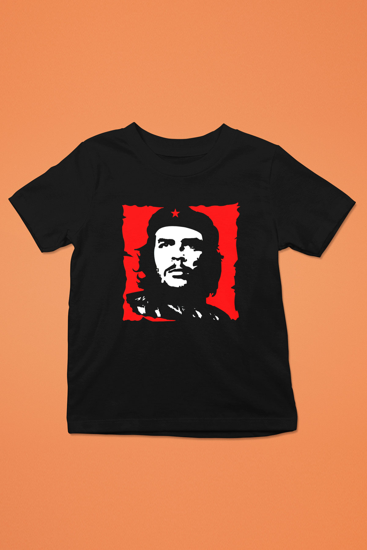 Che Guevara Baskılı Siyah Unisex Çocuk Tişört