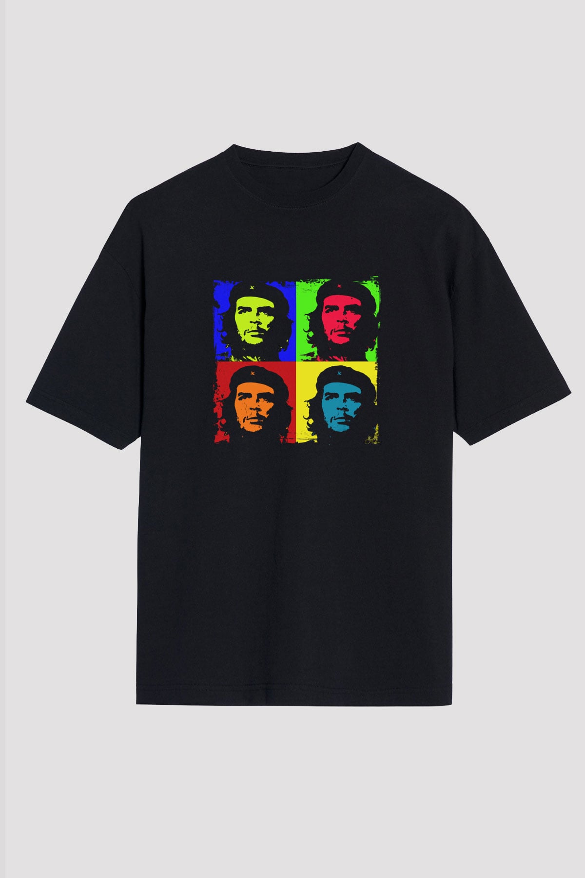 Che Guevara Baskılı Unisex Siyah Oversize Tişört