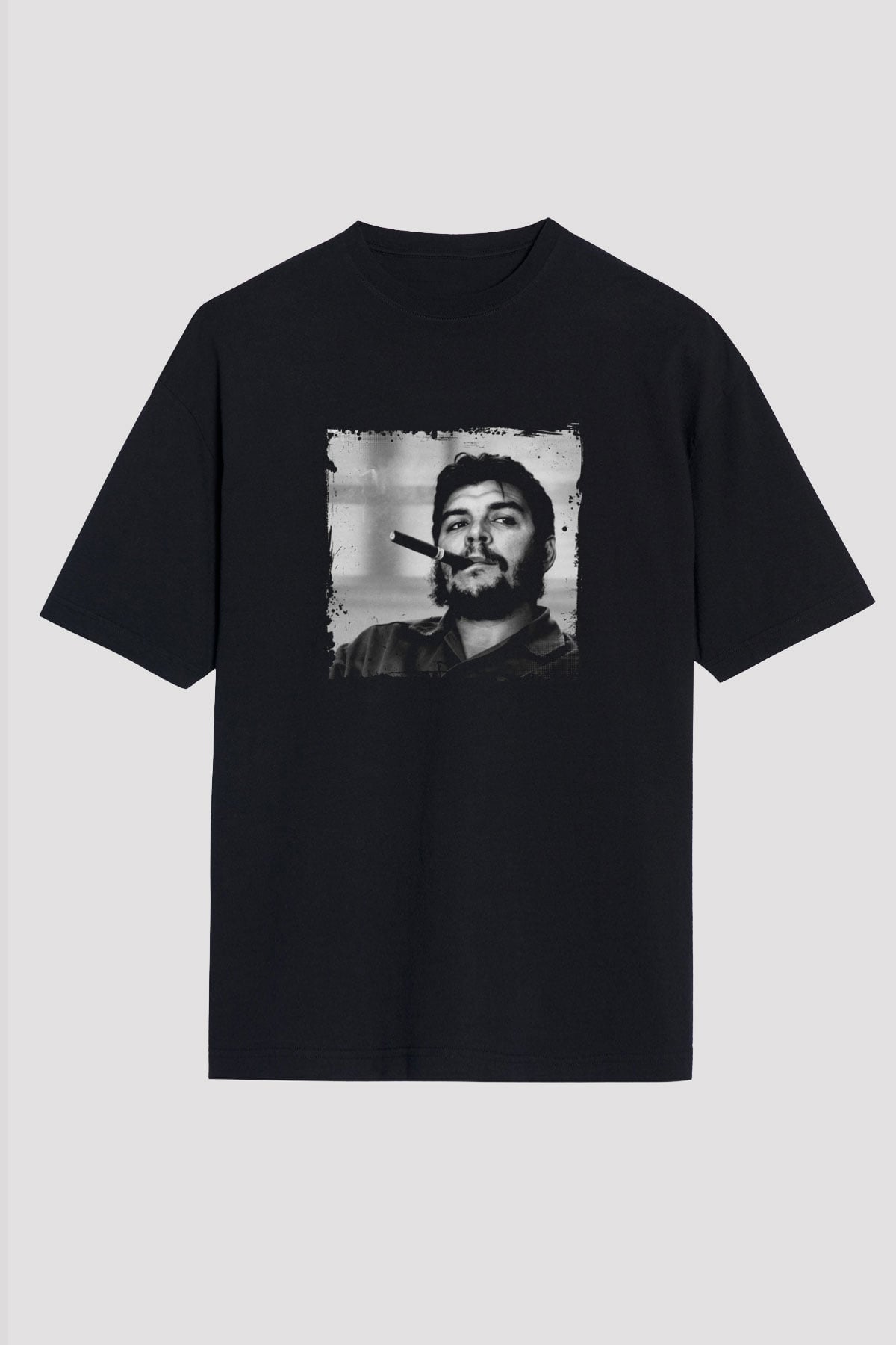 Che Guevara Baskılı Unisex Siyah Oversize Tişört