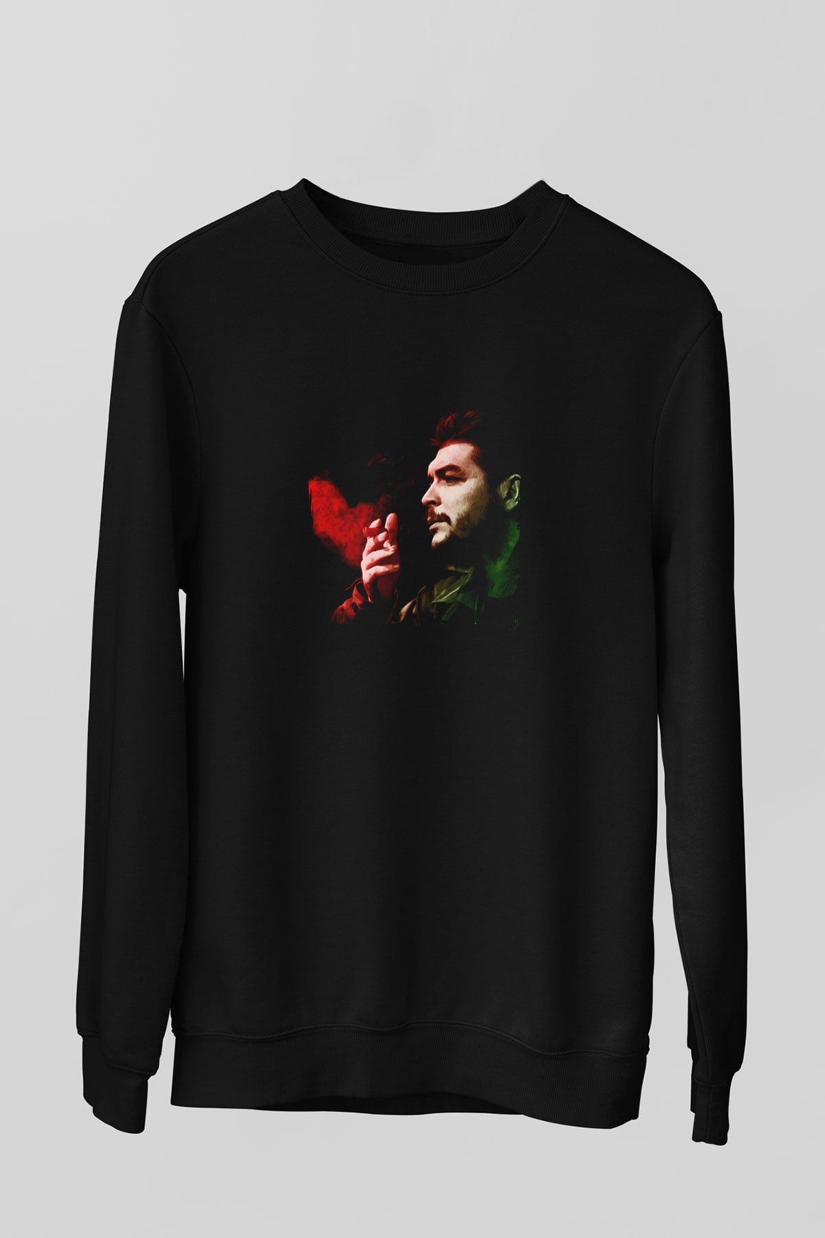 Che Guevara Baskılı Unisex Siyah Sweatshirt
