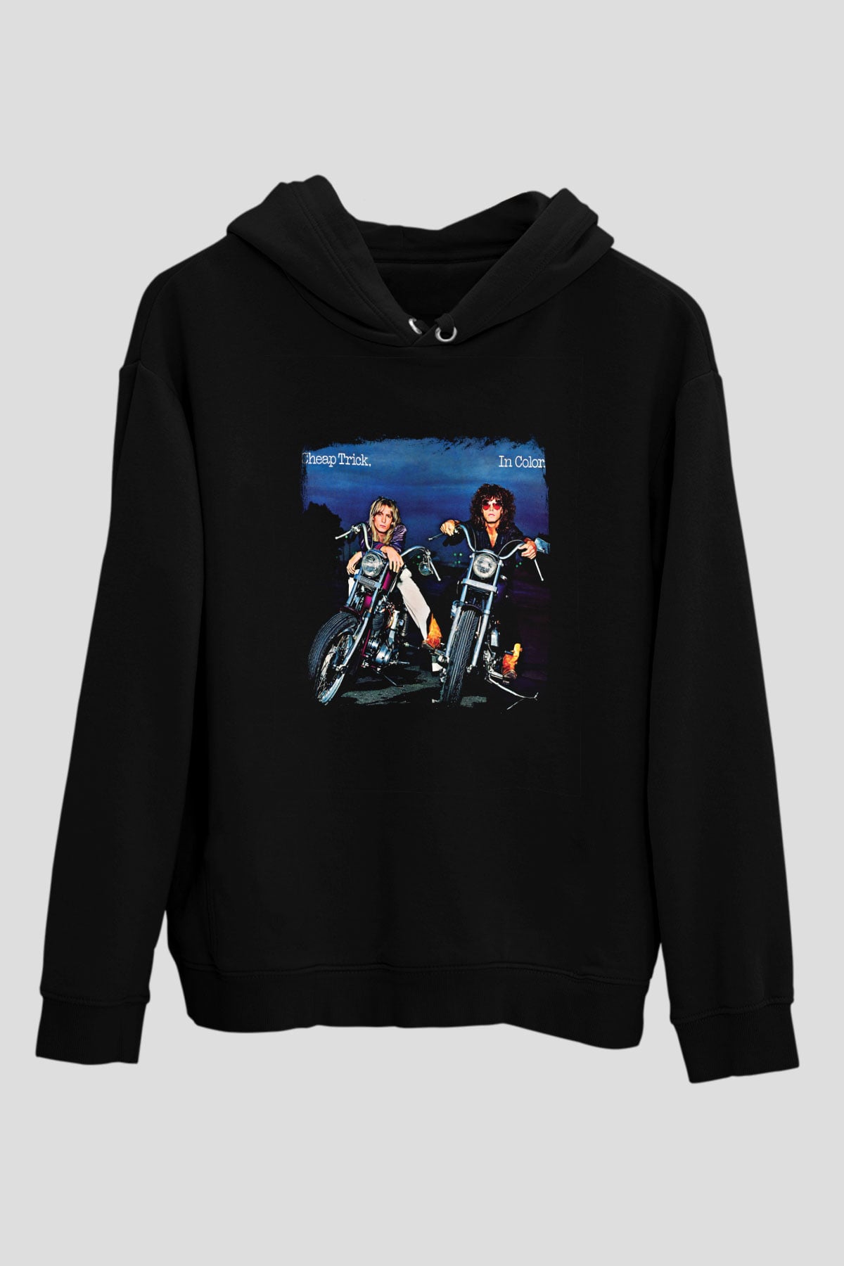 Cheap Trick Baskılı Unisex Siyah Hoodie