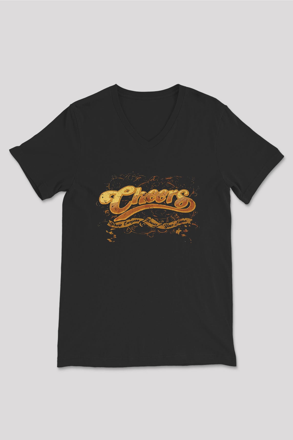 Cheers Siyah Unisex  V Yaka Tişört