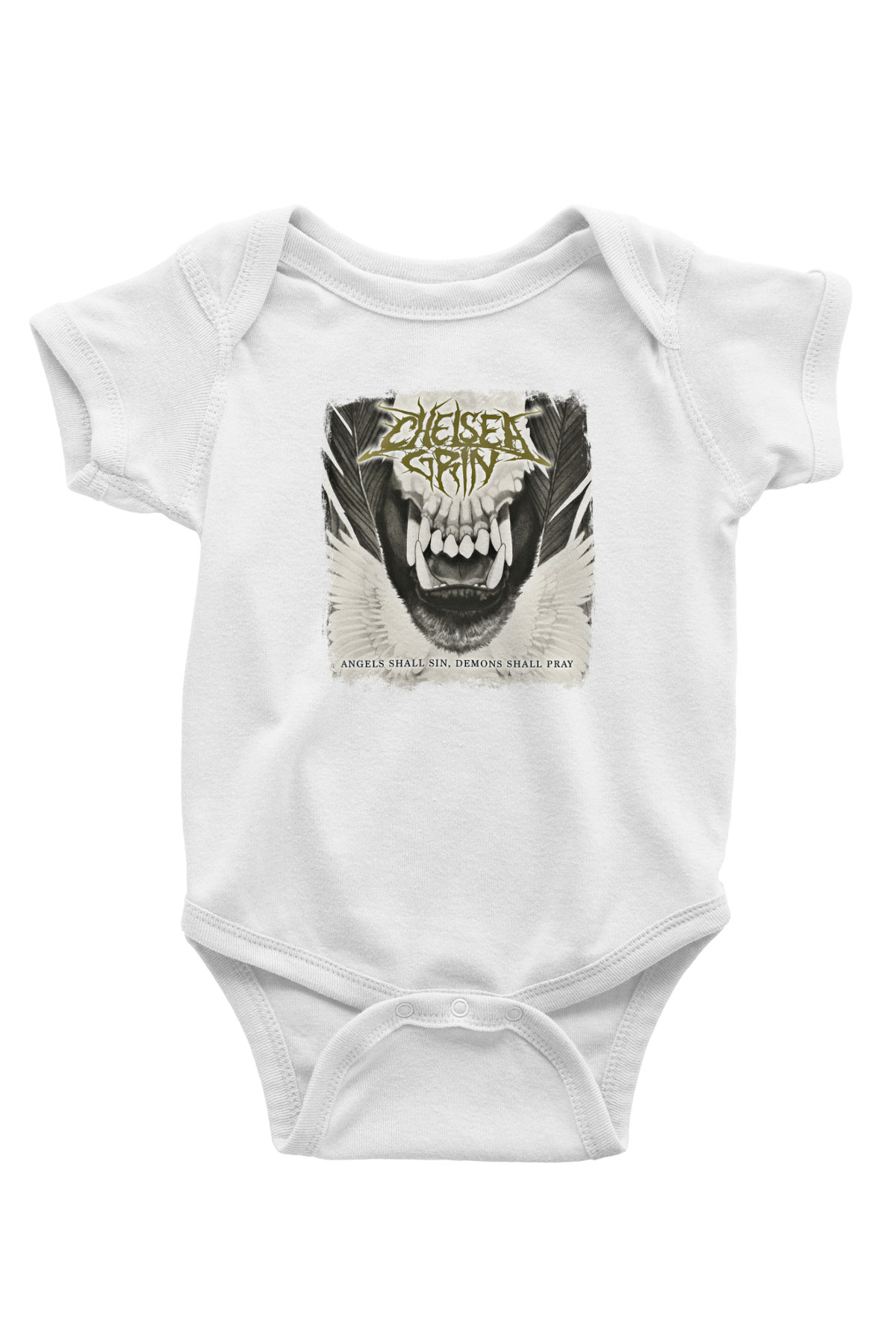 Chelsea Grin Baskılı Unisex Beyaz Bebek Body - Zıbın