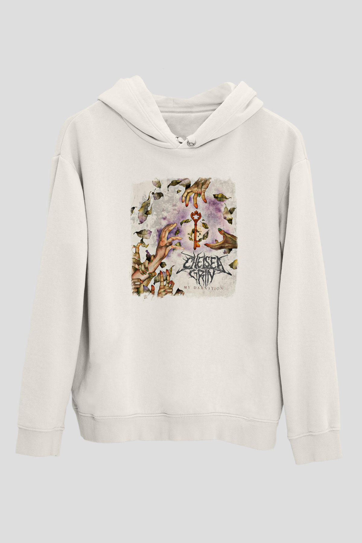 Chelsea Grin Baskılı Unisex Beyaz Hoodie