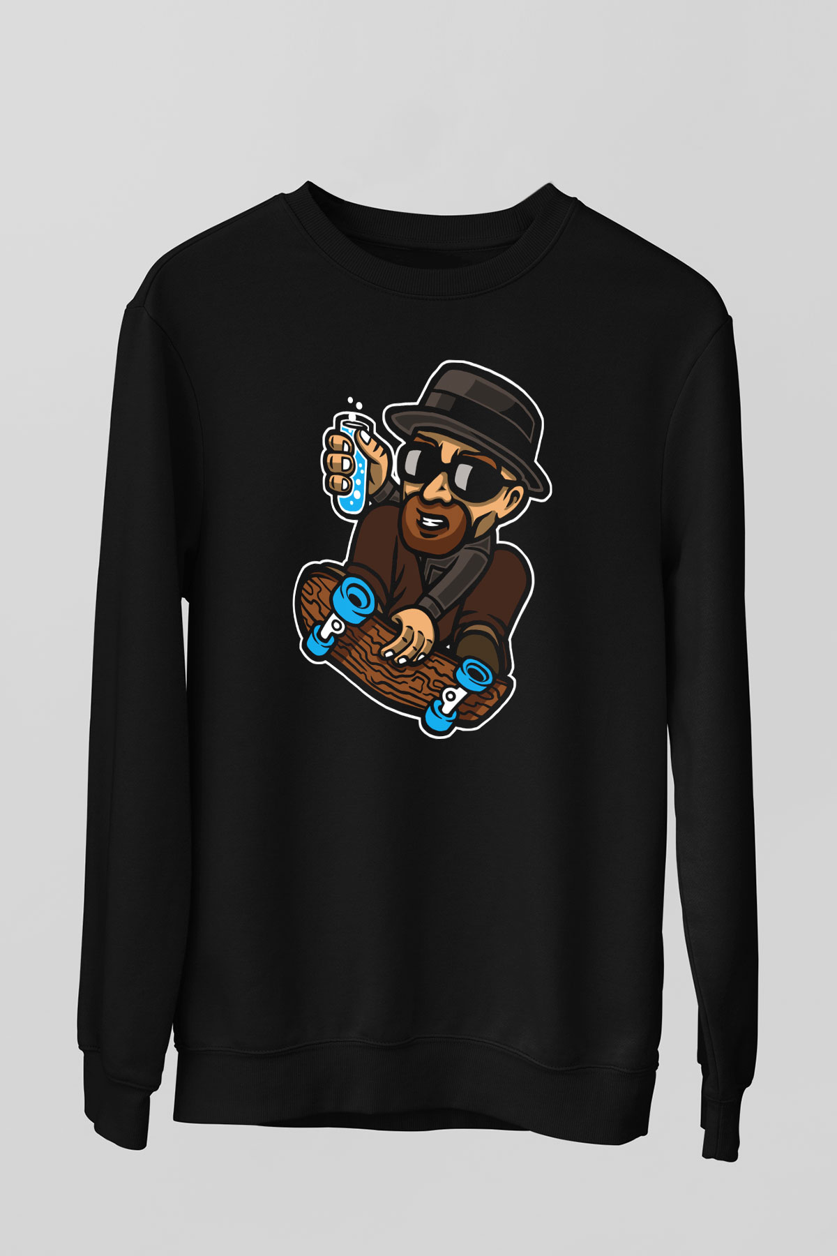 Chemical Board Baskılı Unisex Siyah Sweatshirt