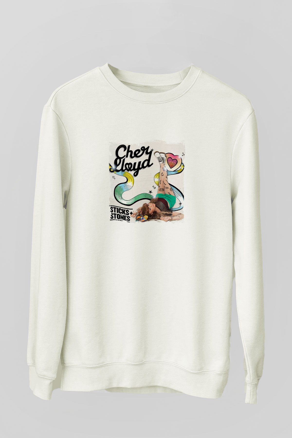 Cher Lloyd Baskılı Unisex Beyaz Sweatshirt