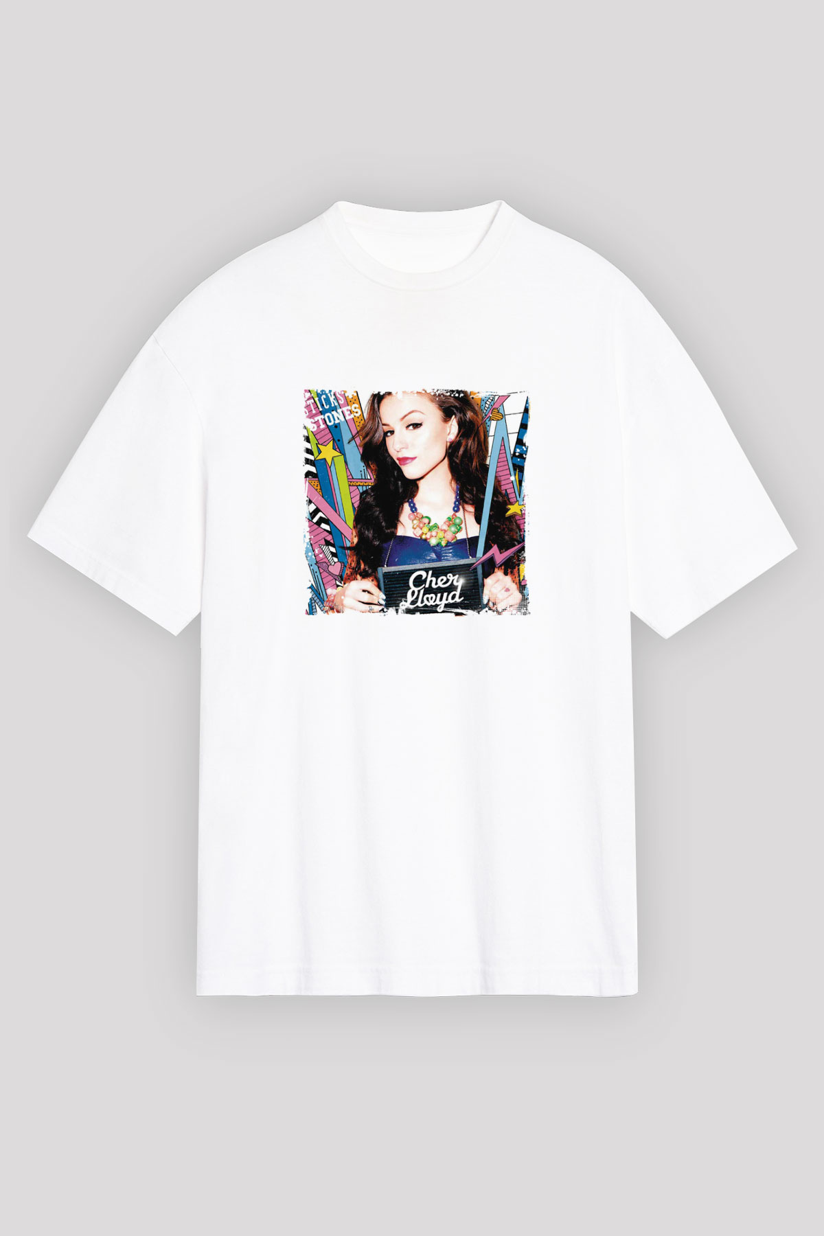 Cher Lloyd Baskılı Unisex Beyaz Tişört