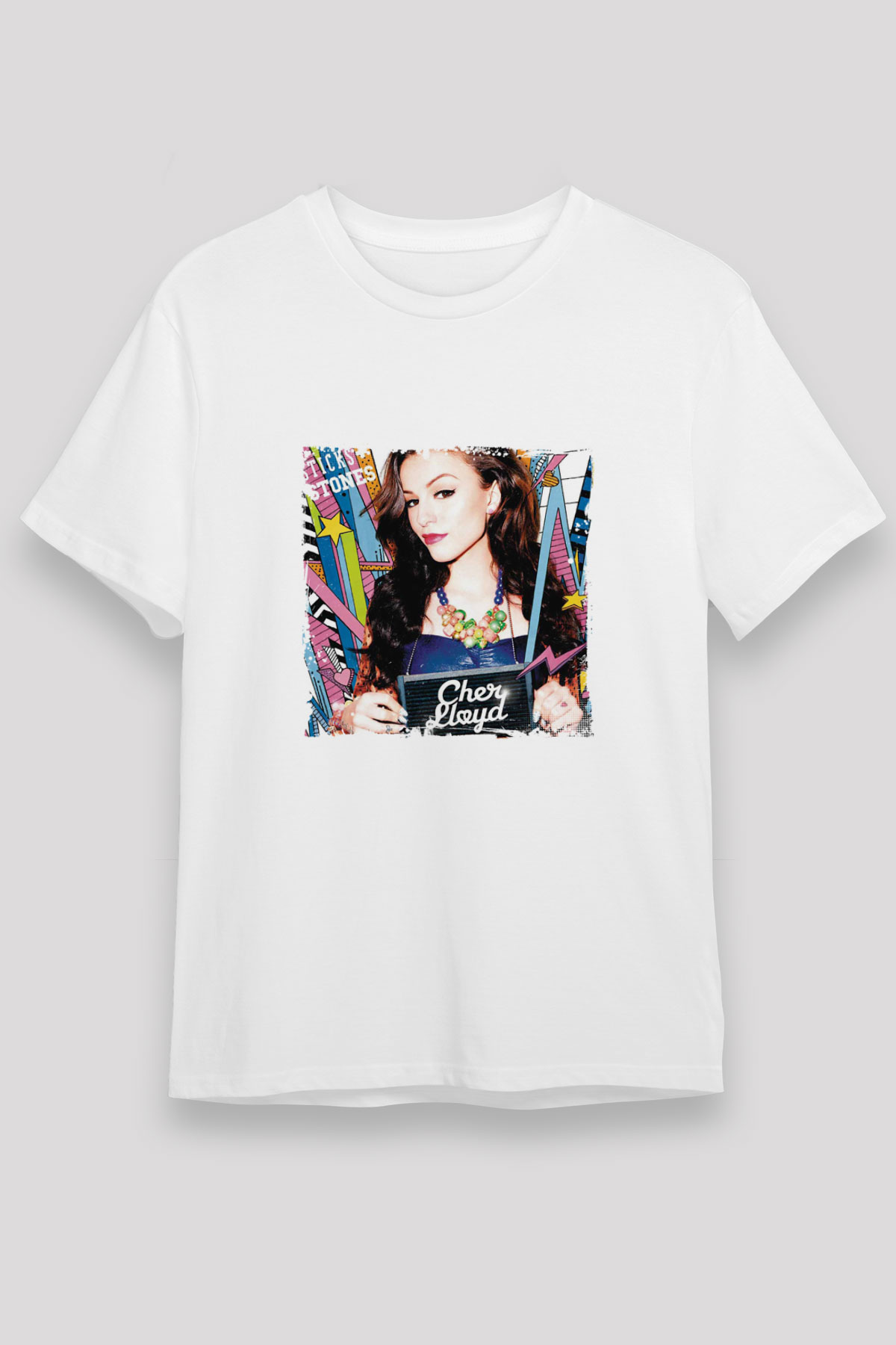 Cher Lloyd Baskılı Unisex Beyaz Tişört