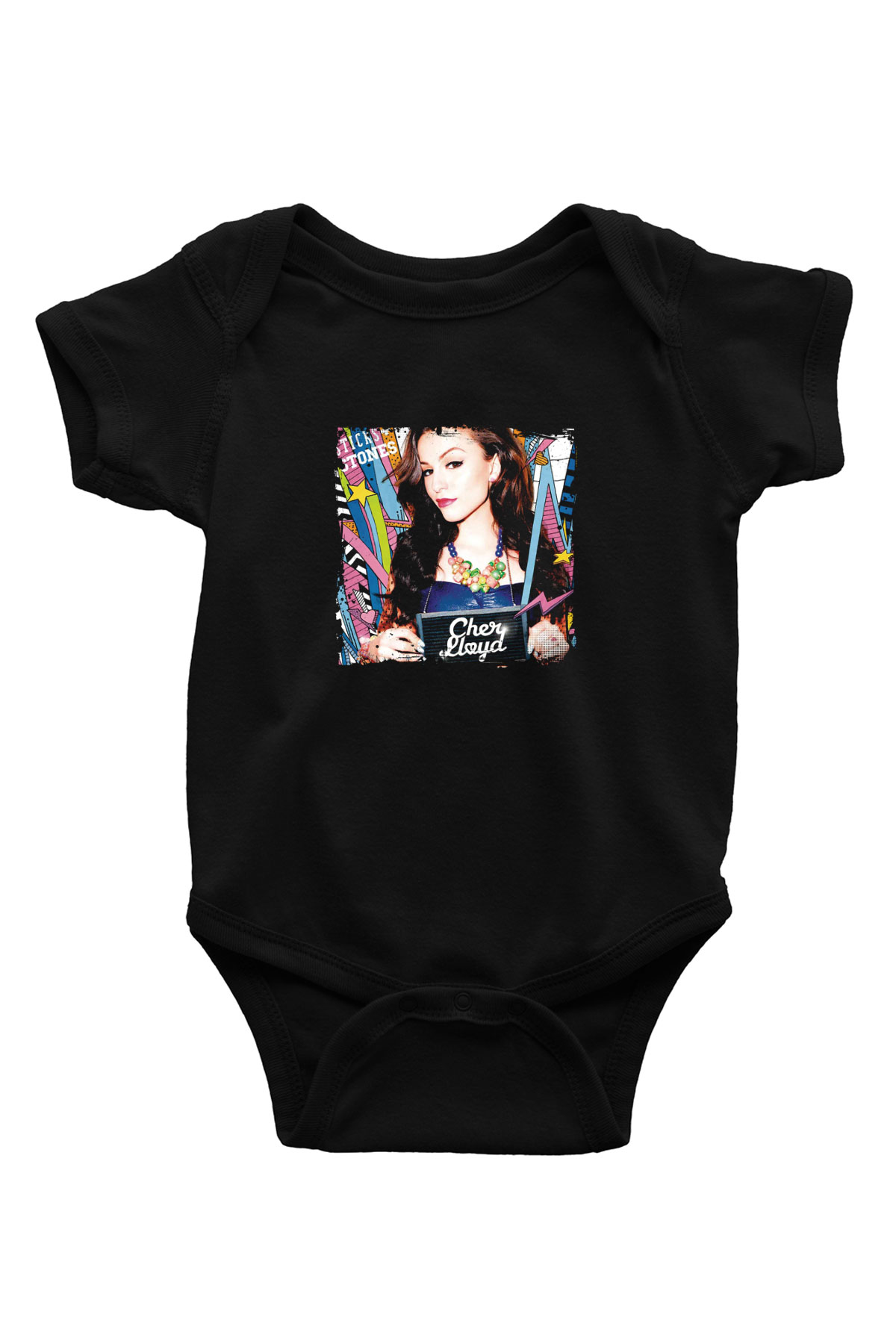 Cher Lloyd Baskılı Unisex Siyah Bebek Body - Zıbın